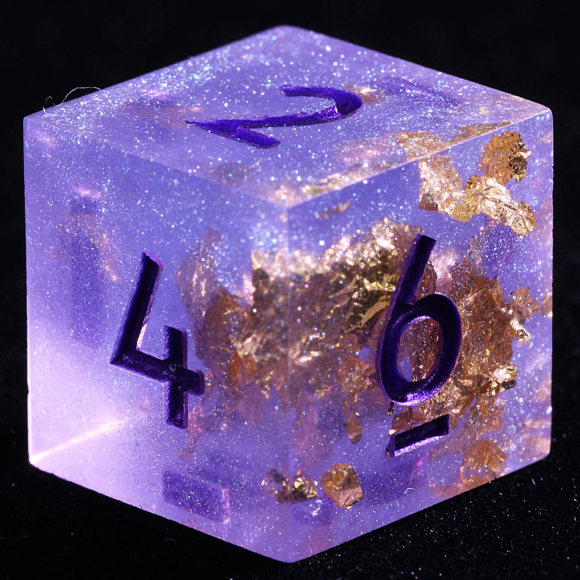 9 Polyhedral Resin Set D&D Dice Amethyst Gold Dust - Dice of Dragons