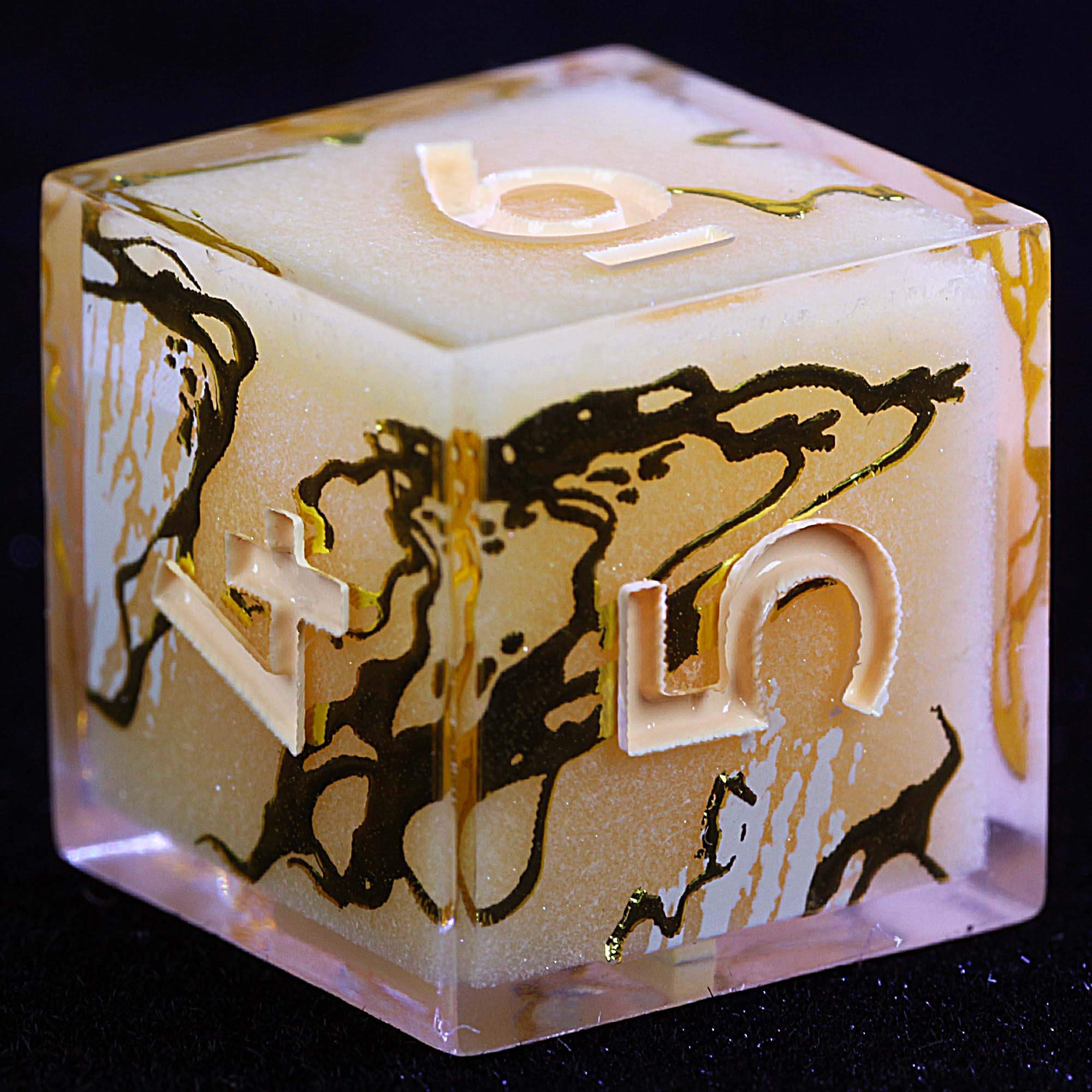 9 Polyhedral Resin Set D&D Dice Golden Abstrax Mirage - Dice of Dragons