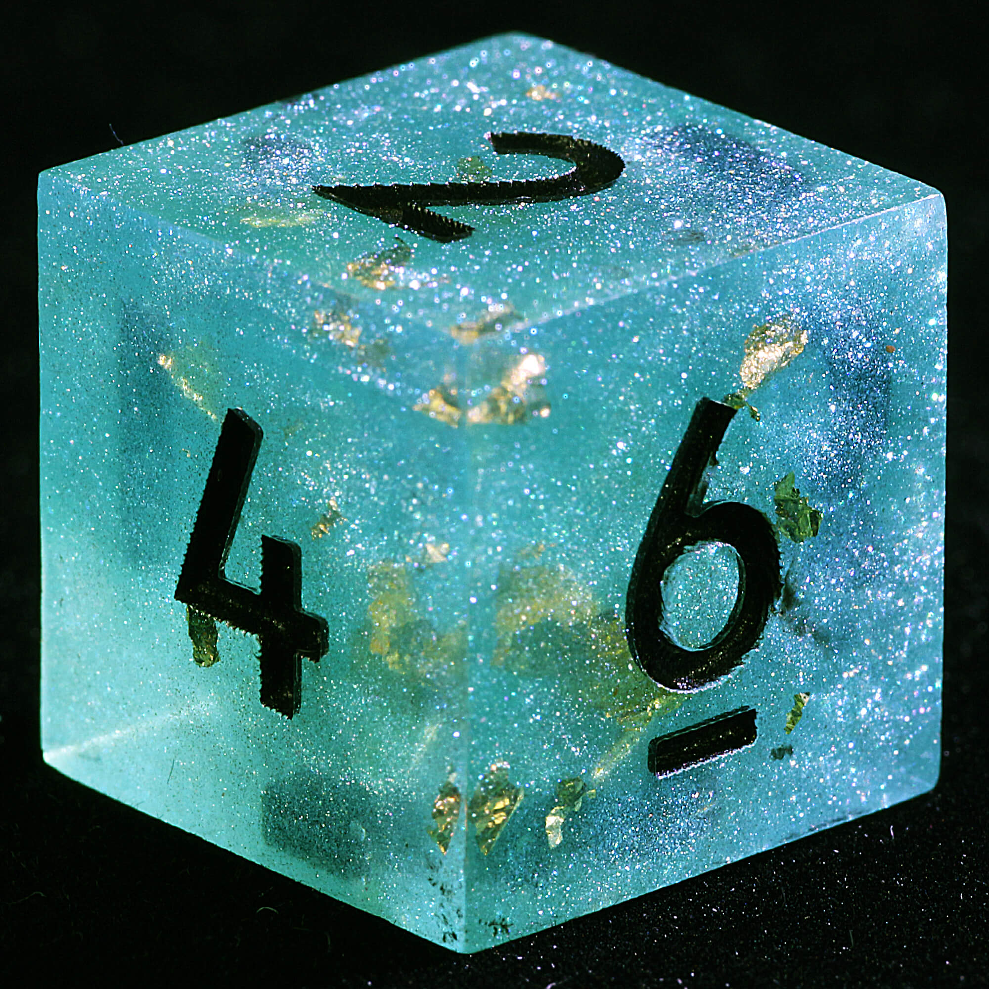 9 Polyhedral Resin Set DnD Dice Jade Gold Dust - Dice of Dragons
