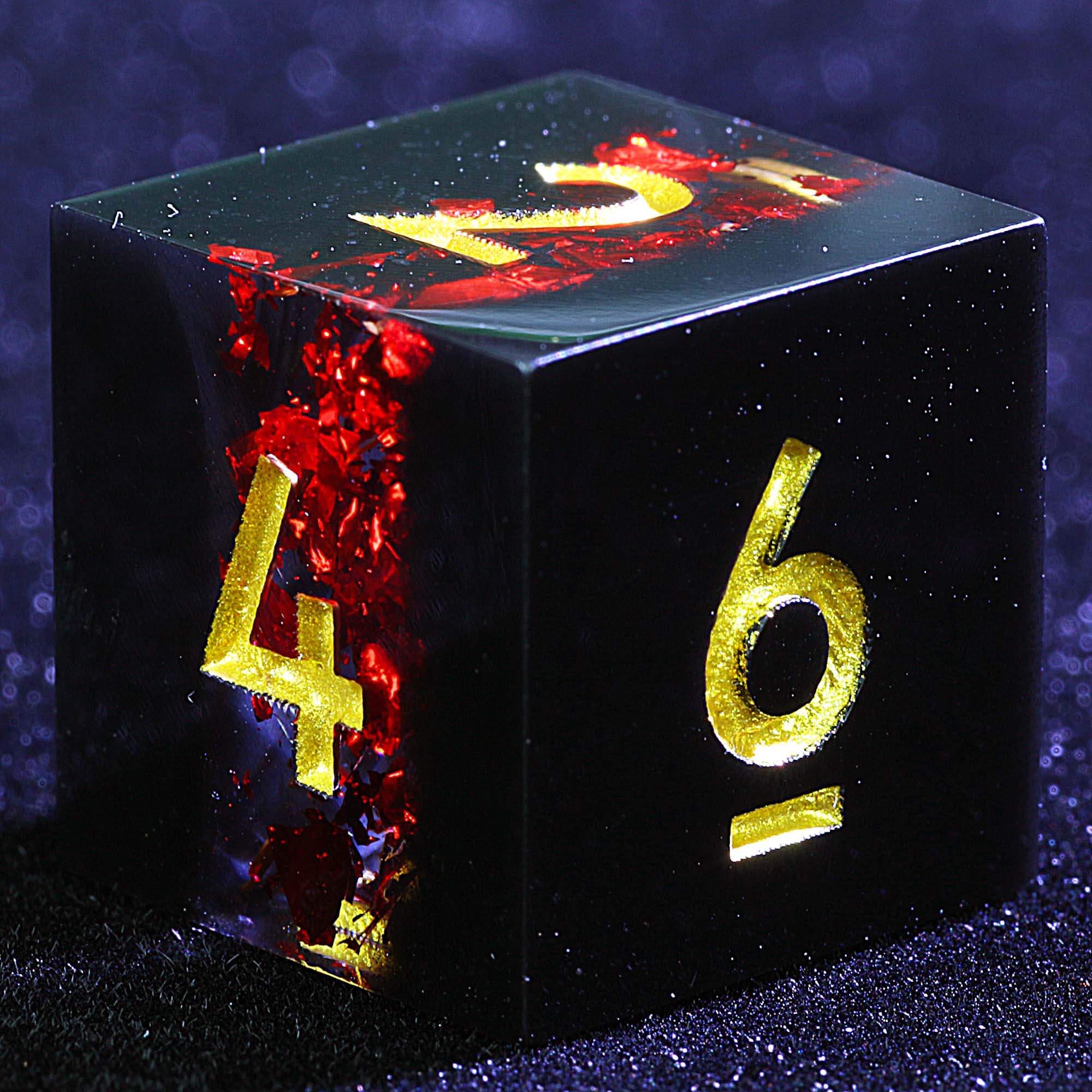 9 Polyhedral Resin Sets DnD Dice Red Gold Foil Layering