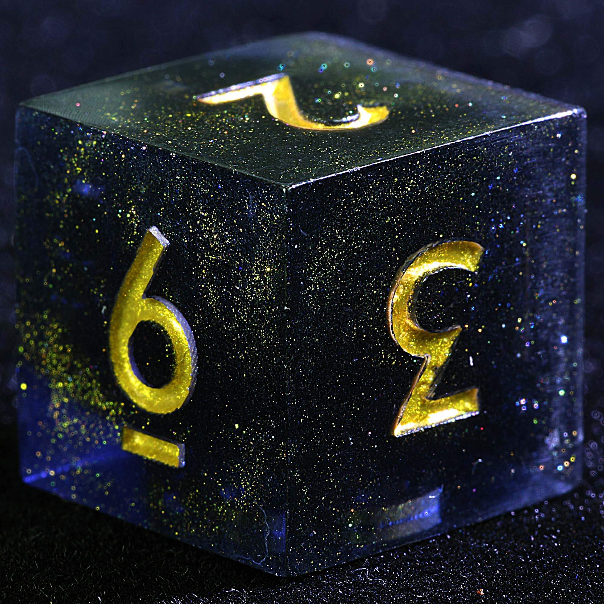 9 Polyhedral Resin Set of D and D Dice Ember Dust Abyss - Dice of Dragons