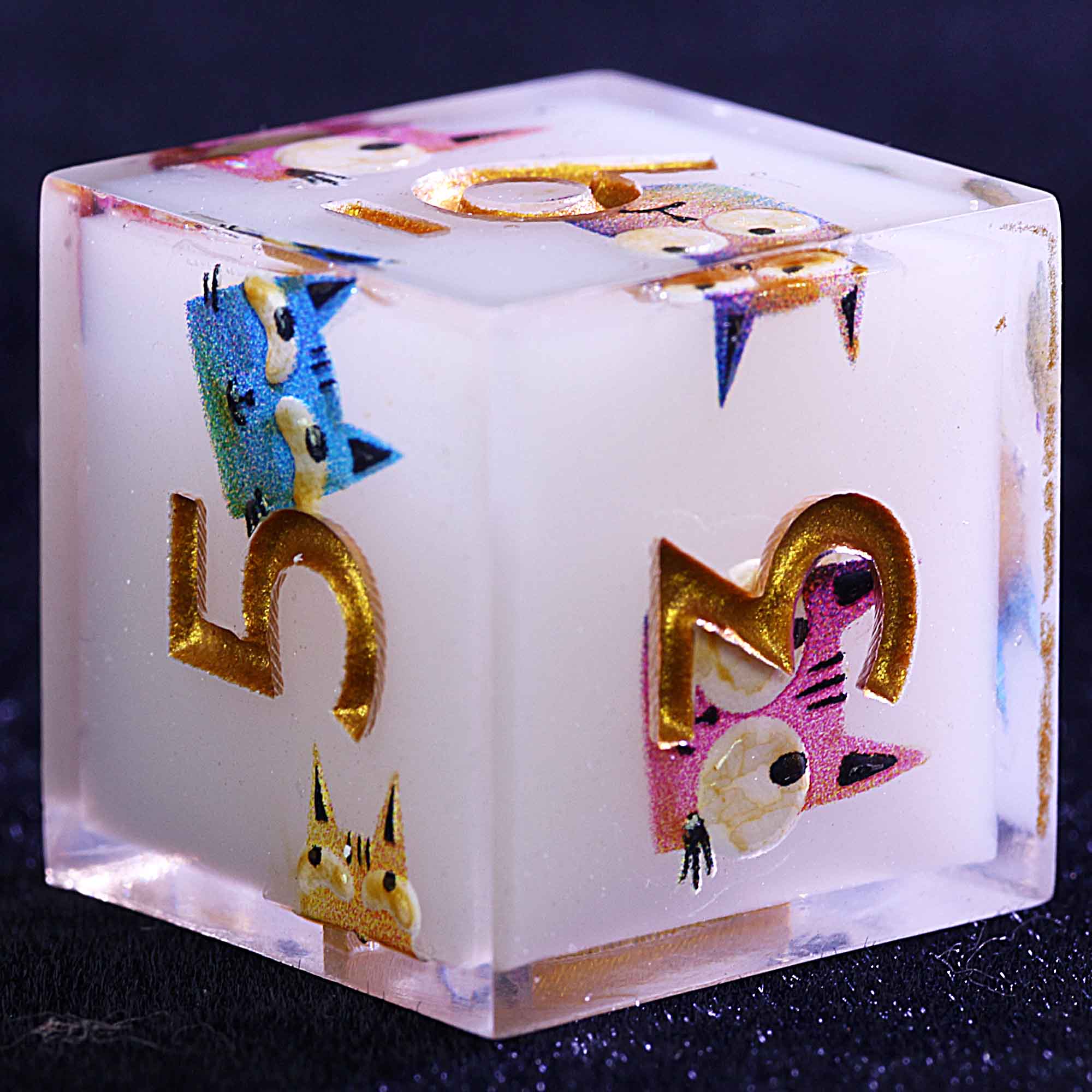 9 Polyhedral Resin Sets of D and D Dice Funny Little Cat - Dice of Dragons