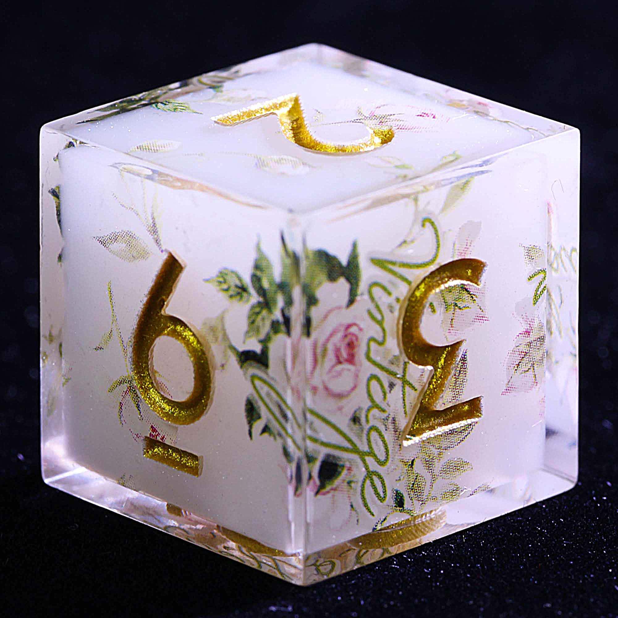 9 Polyhedral Resin Set of DD Dice Floral Whisper