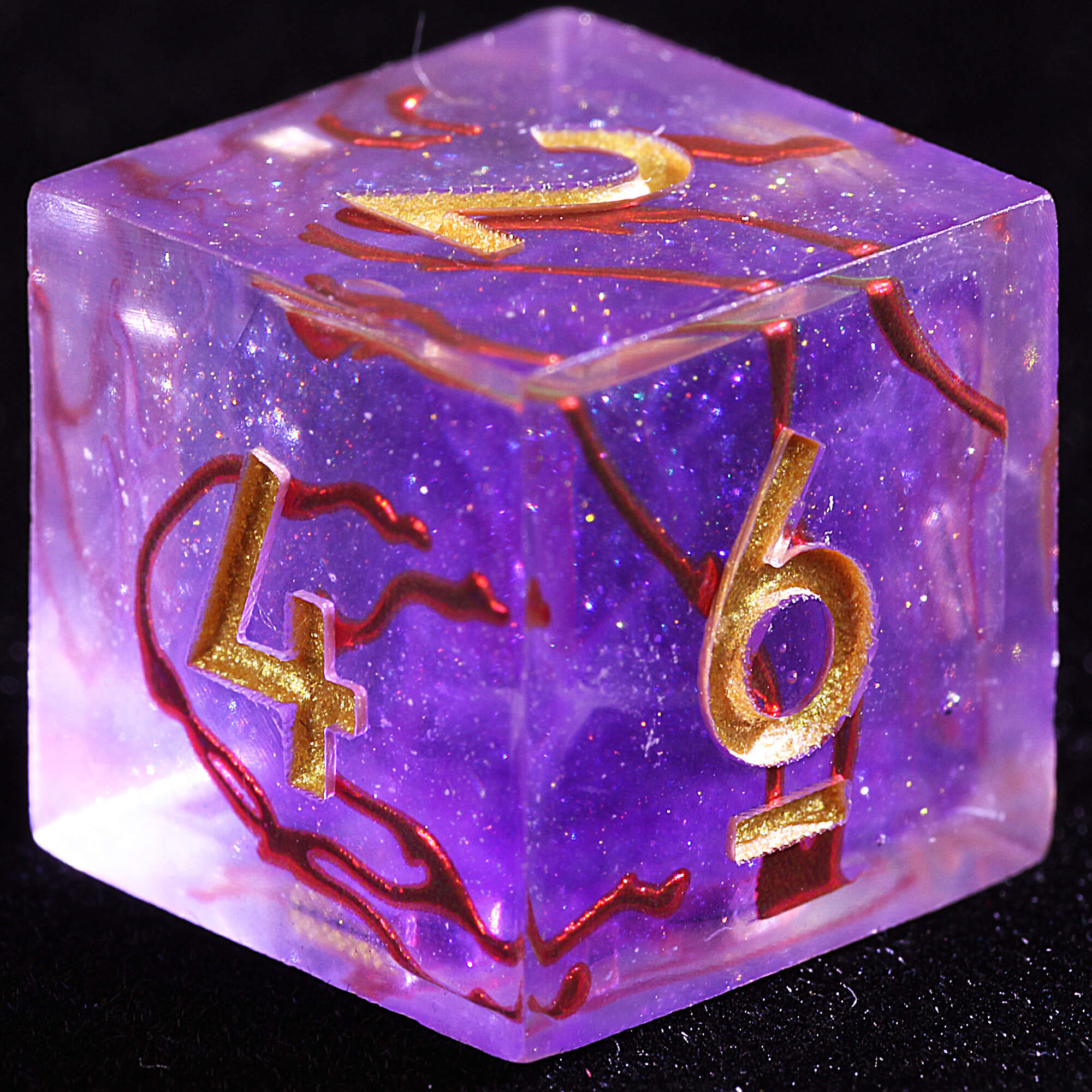 9 Polyhedral Resin Sets of Dice D&D Amethyst Gold Vein - Dice of Dragons