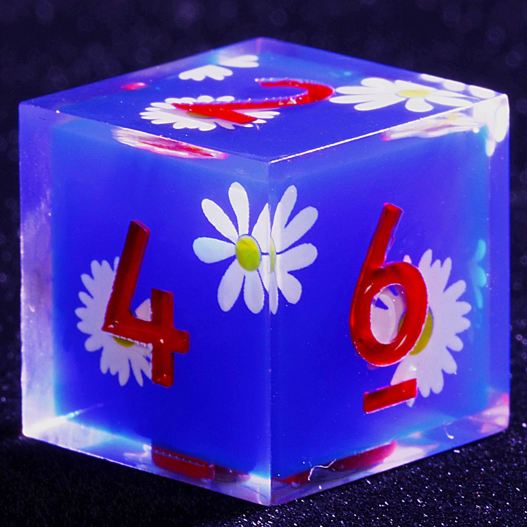 9 Polyhedral Resin Sets of Dice D&D Denim Daisy Sun - Dice of Dragons
