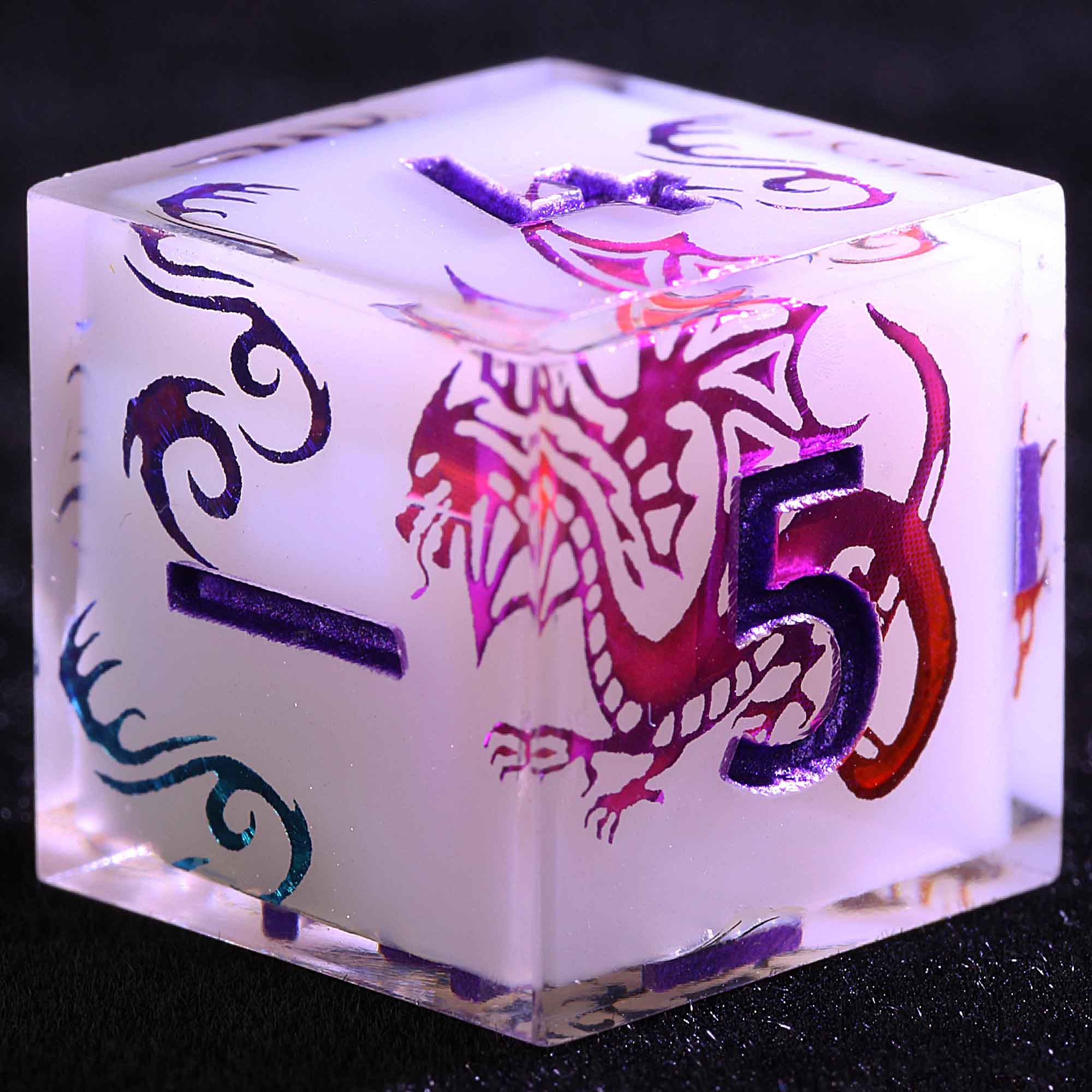 9 Polyhedral Resin Sets of D&D Dice Aurora Dragon Glyph
