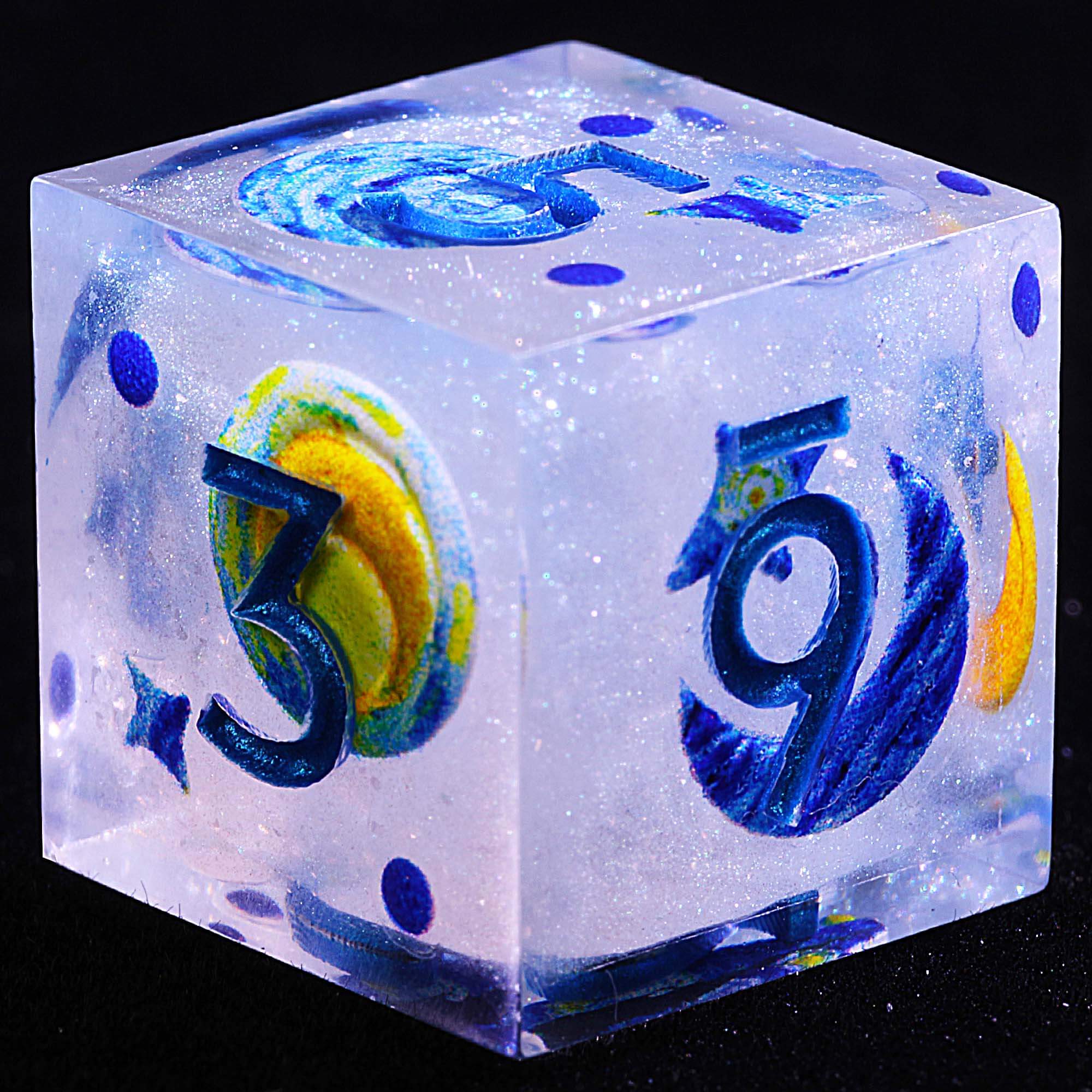 9 Polyhedral Resin Set of DnD Dice Starry Night Mirage - Dice of Dragons