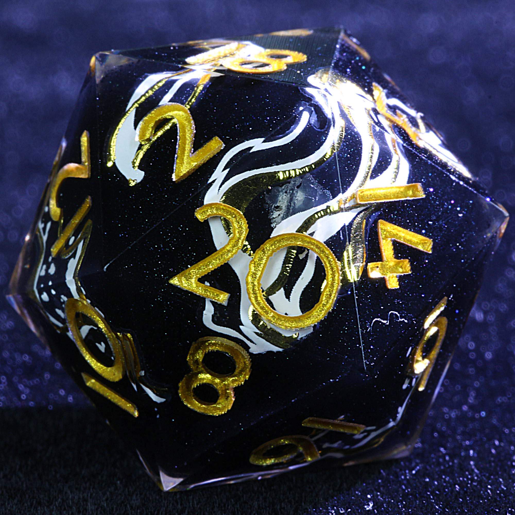 9 Polyhedral Resin DD Sets Dice Obsidian Ribbon Oath - Dice of Dragons