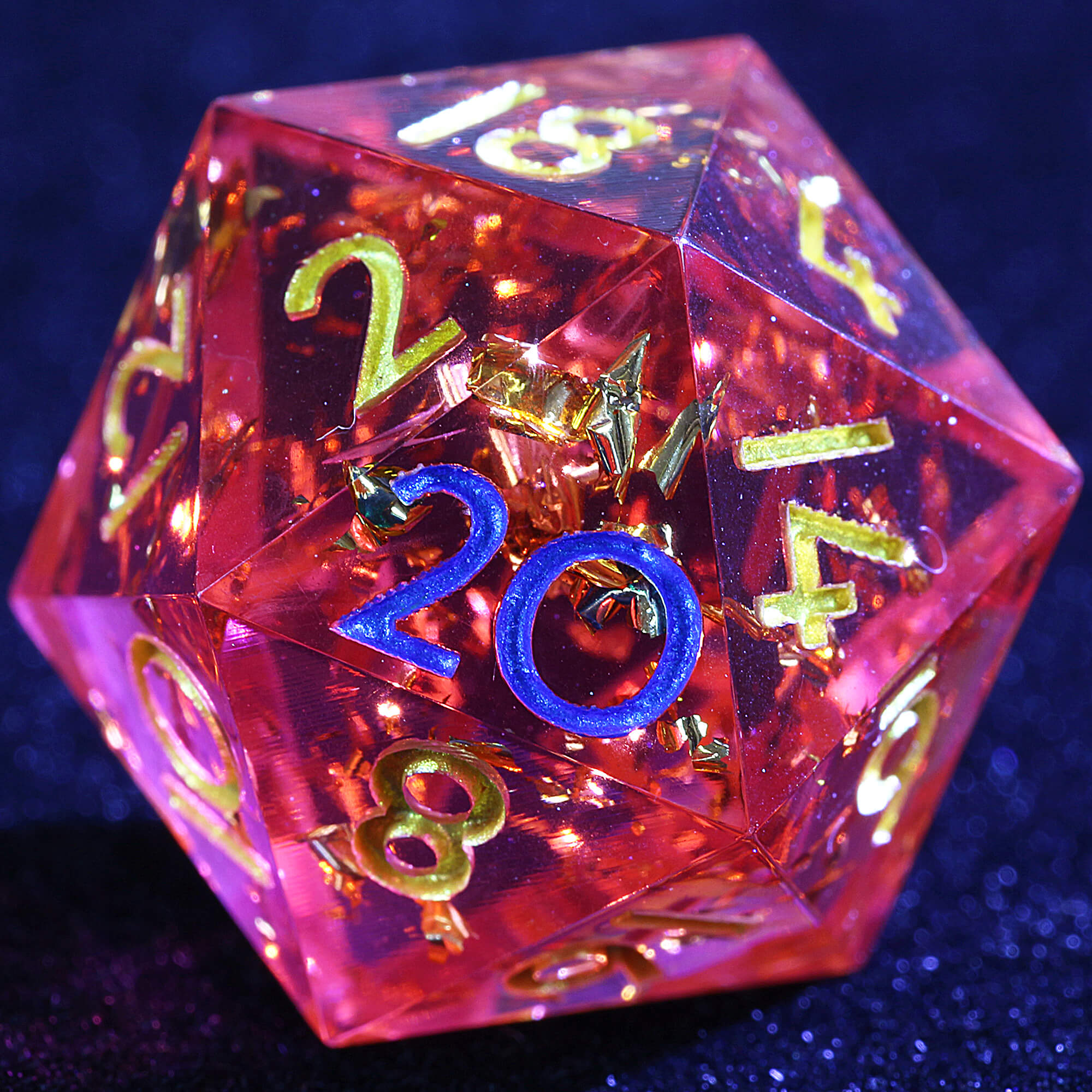 9 Polyhedral Resin DD Sets of Dice Crimson Amber Dust - Dice of Dragons