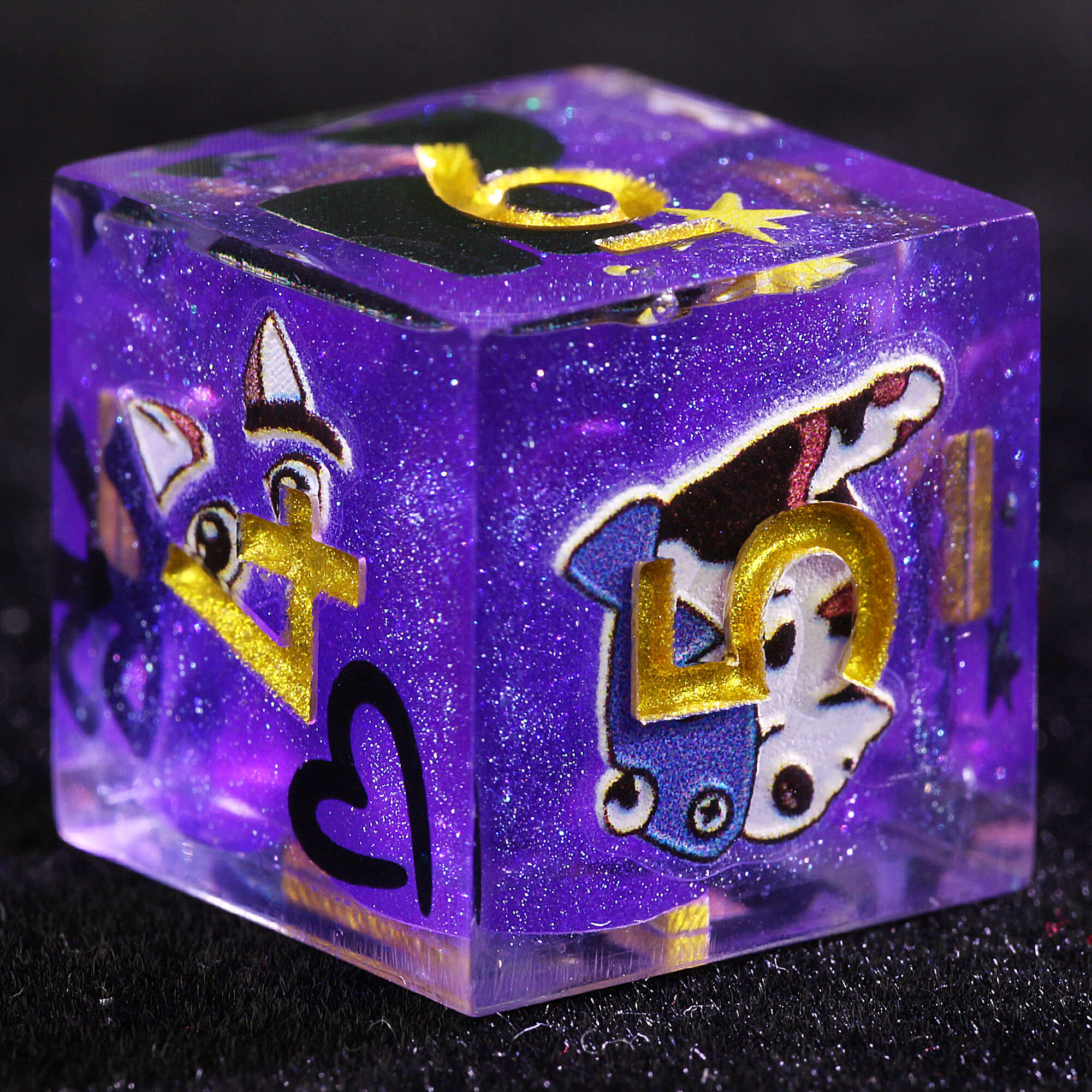 9 Polyhedral Resin DD Set Dice Binary Feline Omen - Dice of Dragons