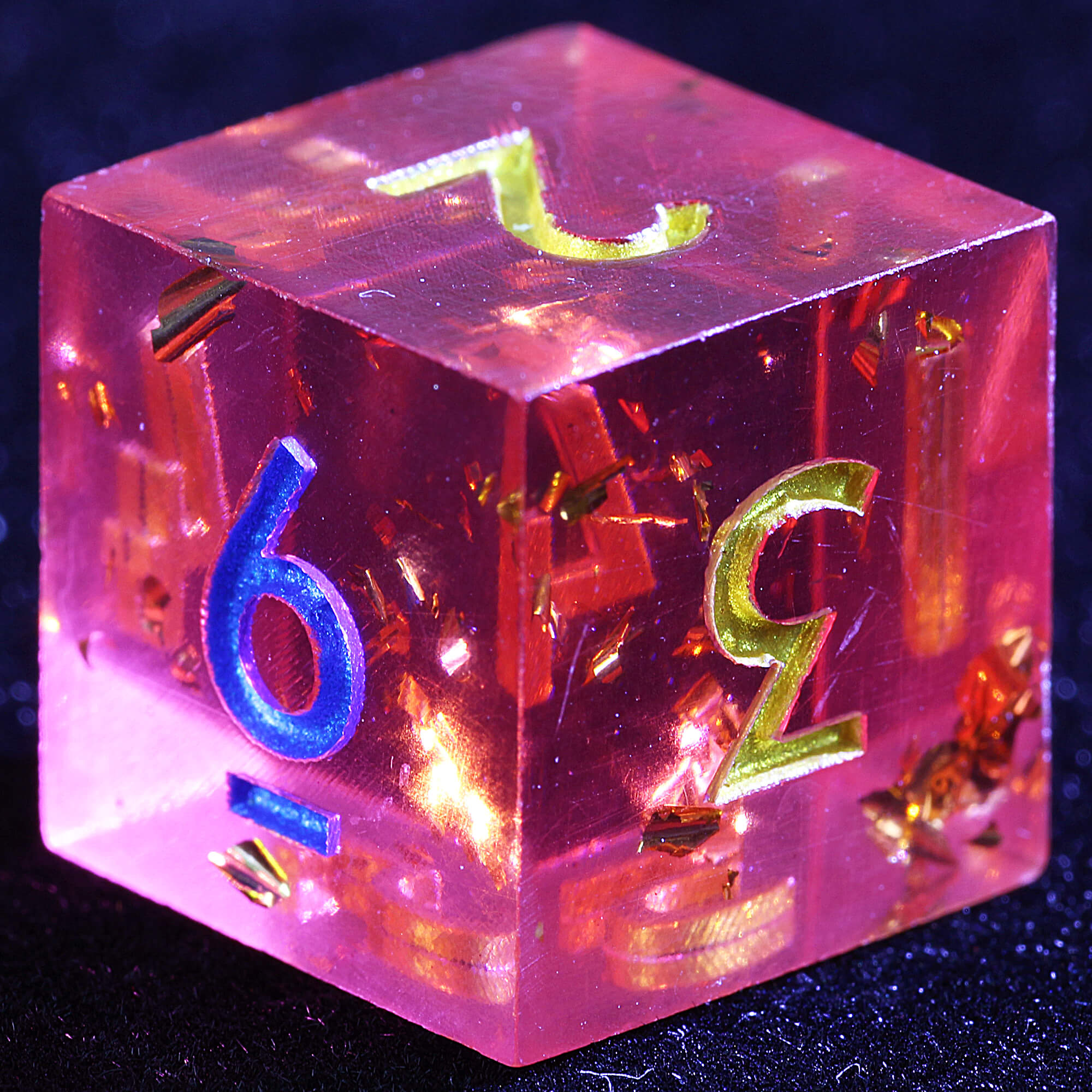 9 Polyhedral Resin DD Sets of Dice Crimson Amber Dust - Dice of Dragons