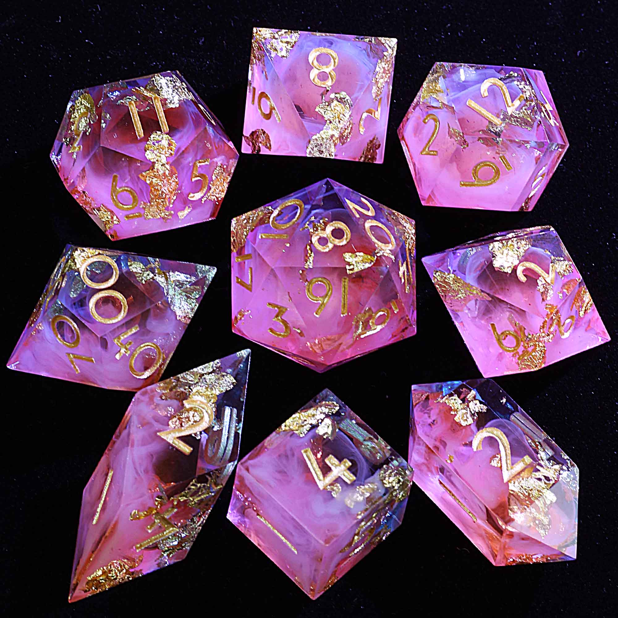 9 Polyhedral Resin DD Dice Set Gilded Fusion Confetti