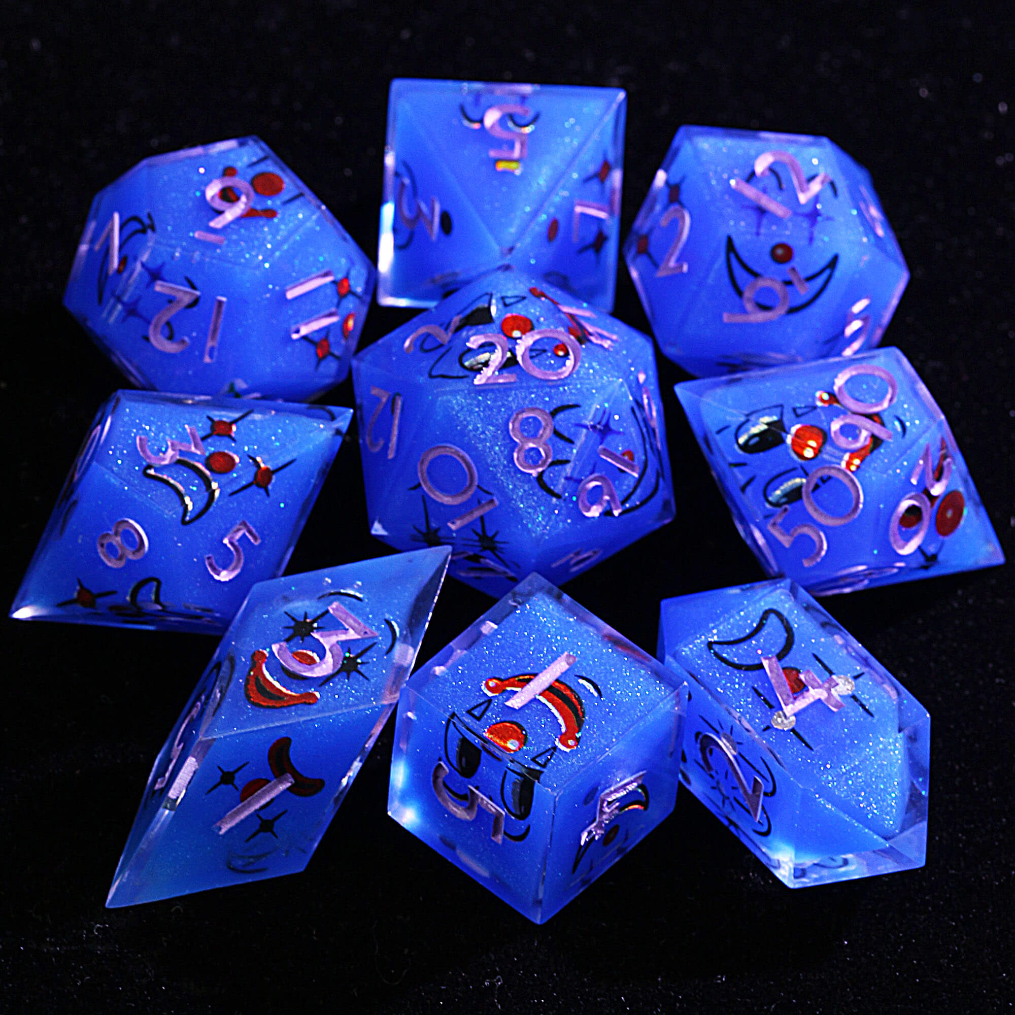 9 Polyhedral Resin DD Dice Sets Happy Joker - Dice of Dragons