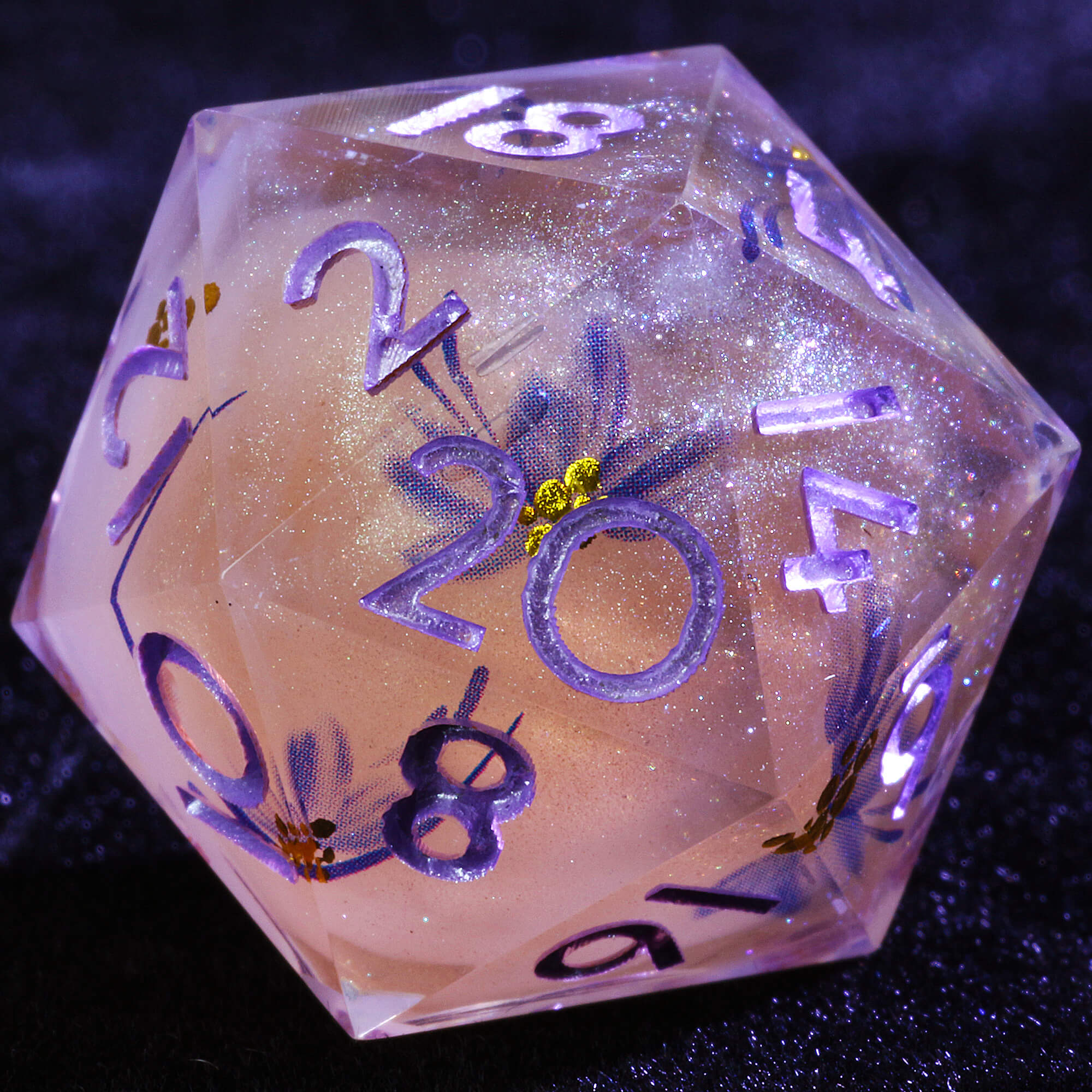 9 Polyhedral Resin Dice Set D and D Ethereal Bloom