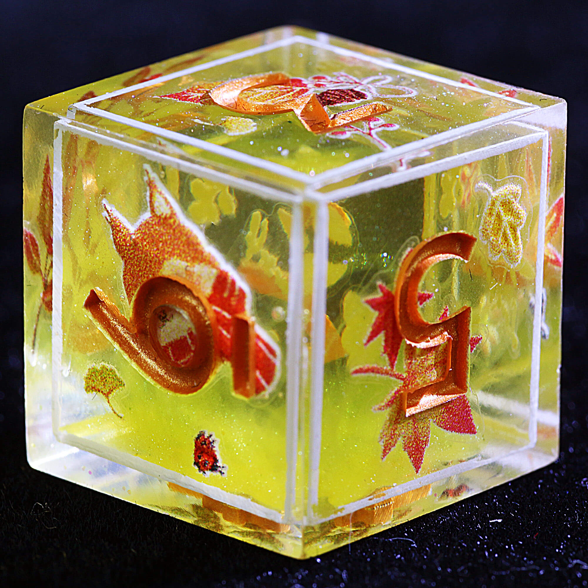 9 Polyhedral Resin Dice Sets D and D Amber Squirrel Cache - Dice of Dragons
