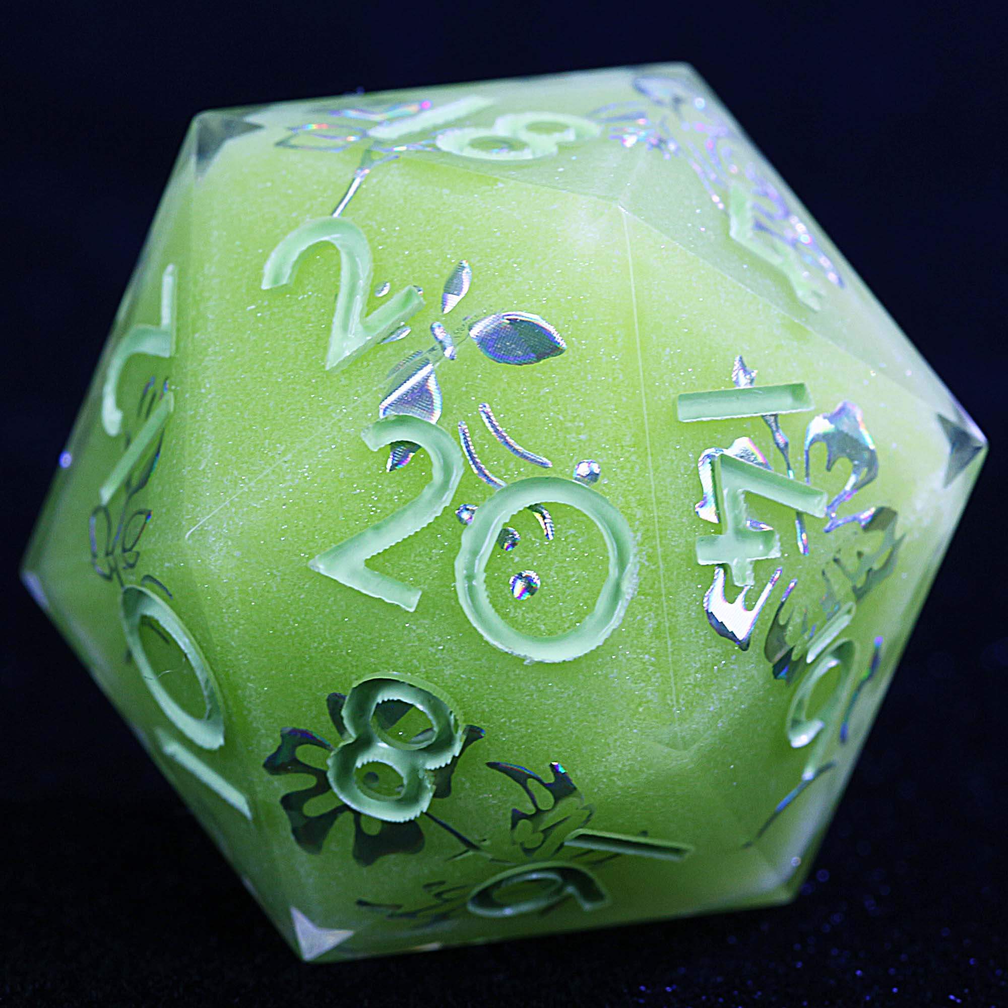 9 Polyhedral Resin Dice DD Sets Verdant Silverbloom - Dice of Dragons