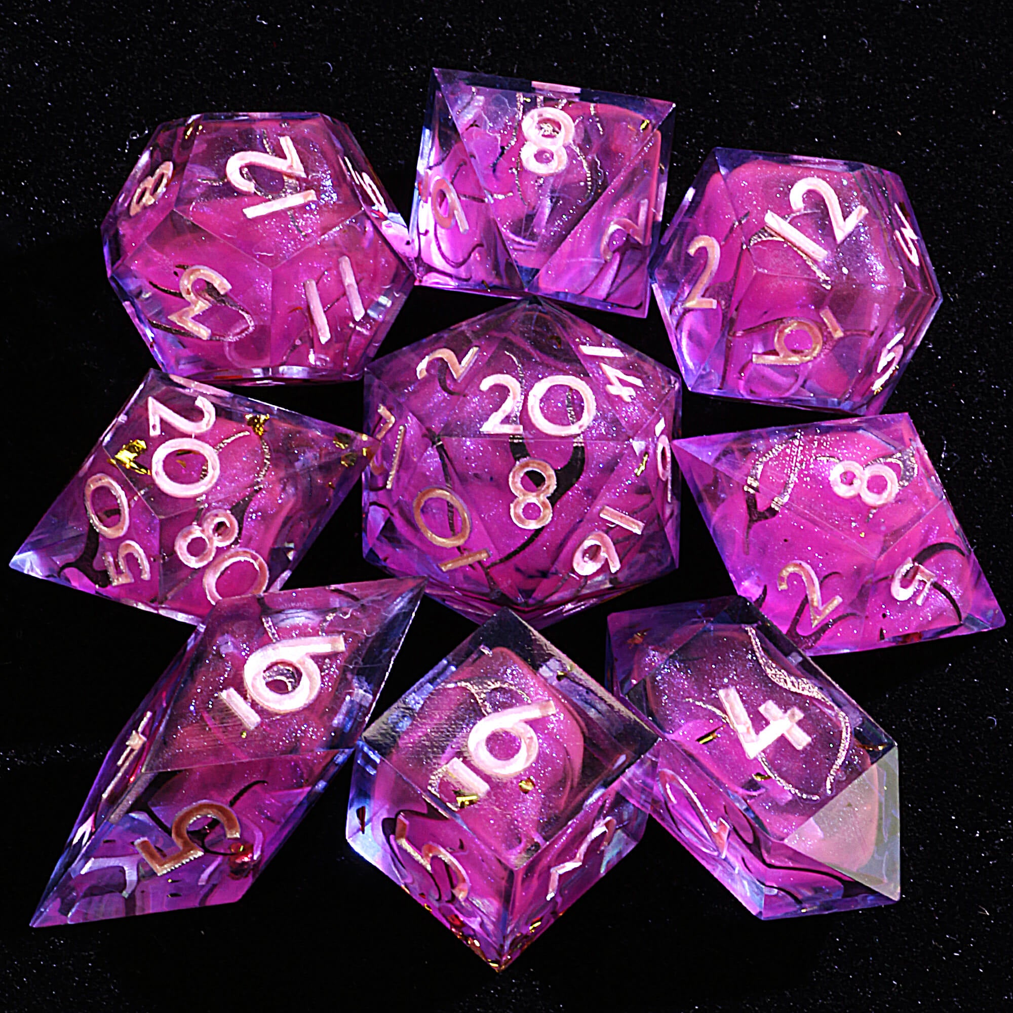 9 Polyhedral Resin Dice DD Sets Mist Blush - Dice of Dragons