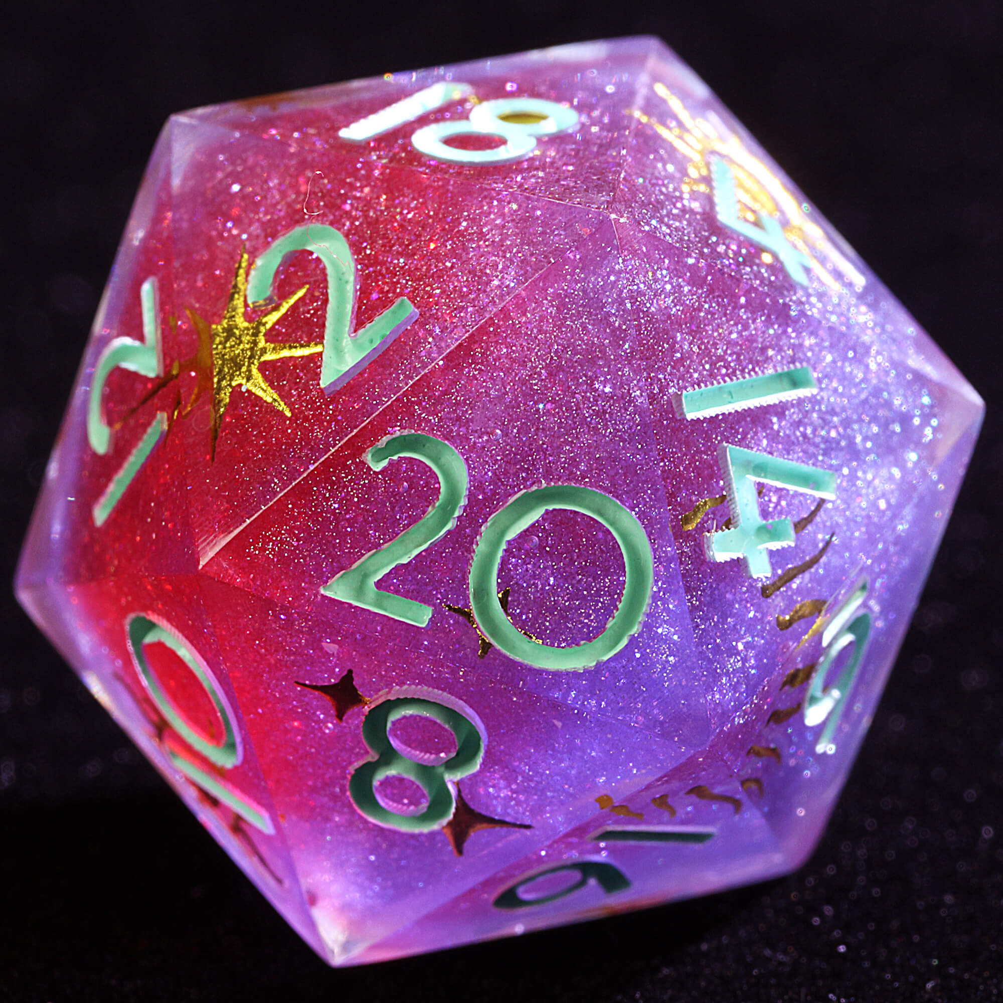 9 Polyhedral Resin Dice DnD Sets Crimson Violet Starlight - Dice of Dragons