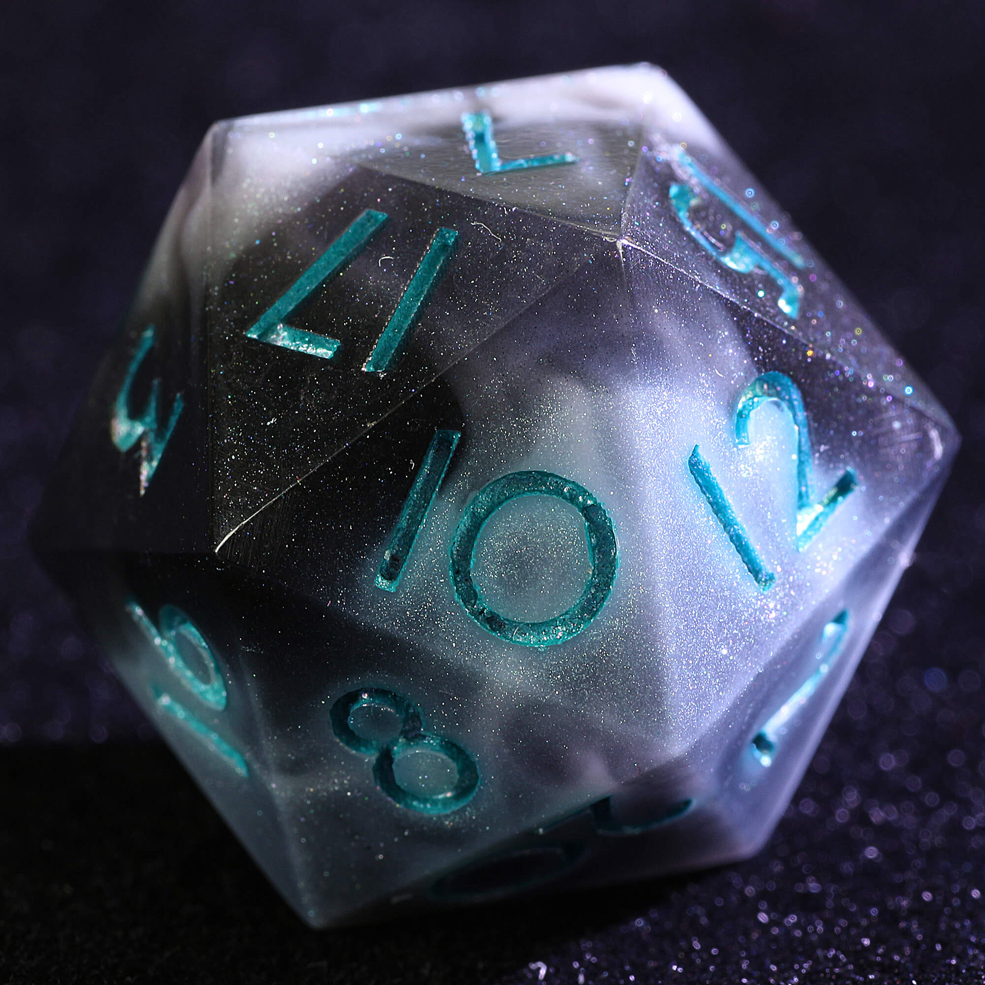 9 Polyhedral Resin Dice D&D Set Onyx Miasma - Dice of Dragons