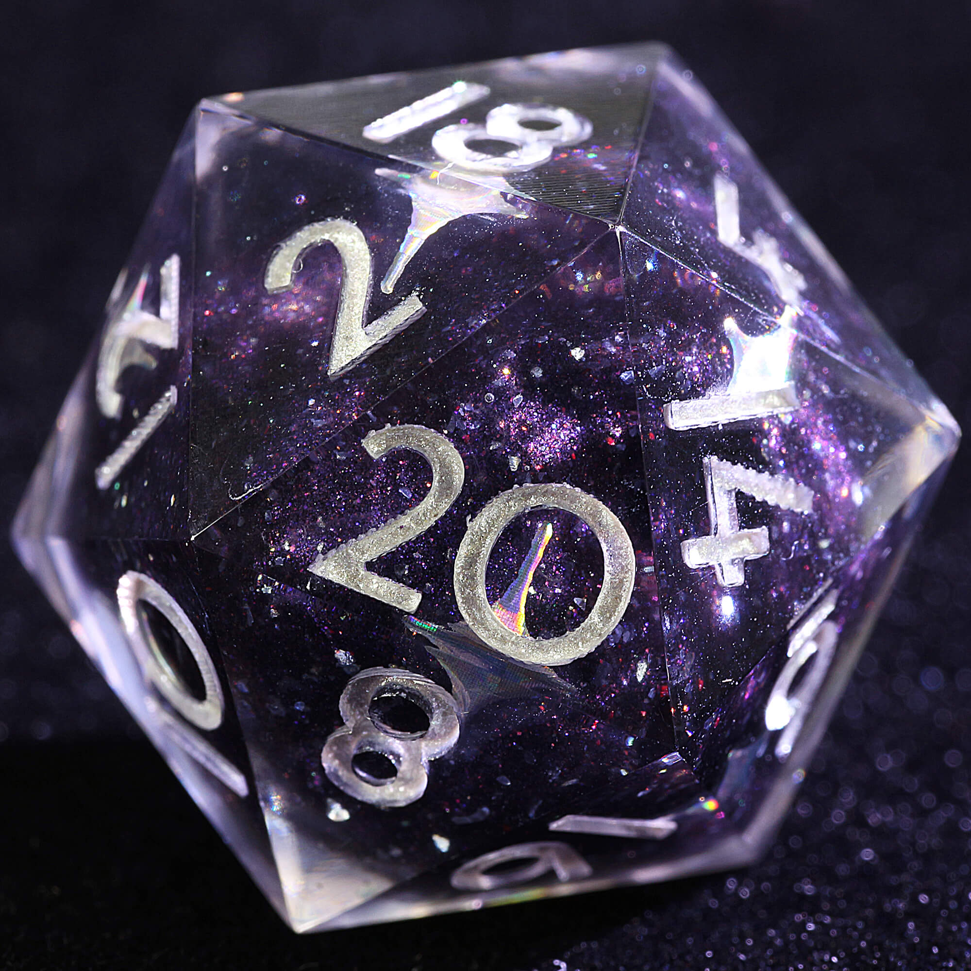 9 Polyhedral Resin Dice DnD Set Void Star Silver - Dice of Dragons