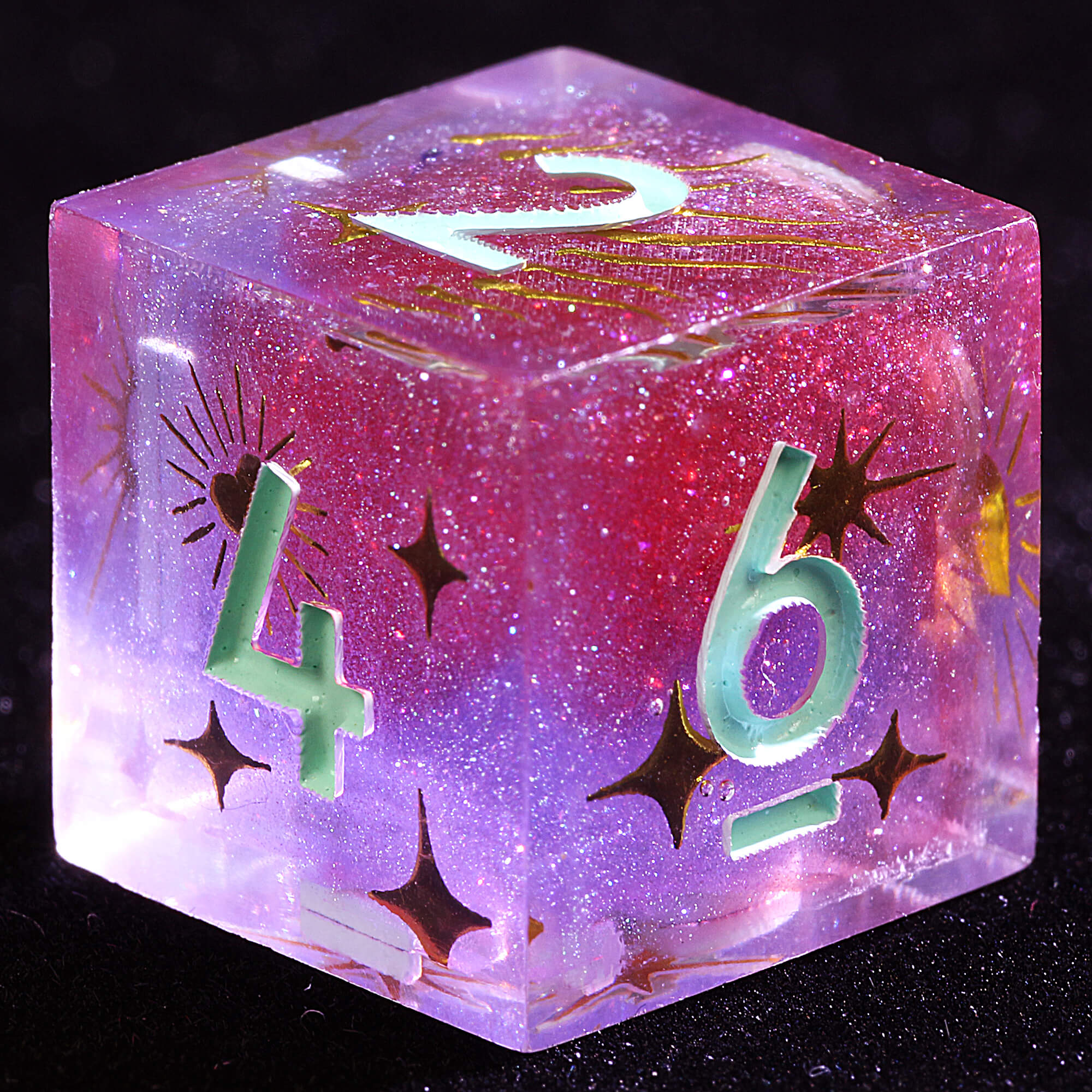 9 Polyhedral Resin Dice DnD Sets Crimson Violet Starlight - Dice of Dragons