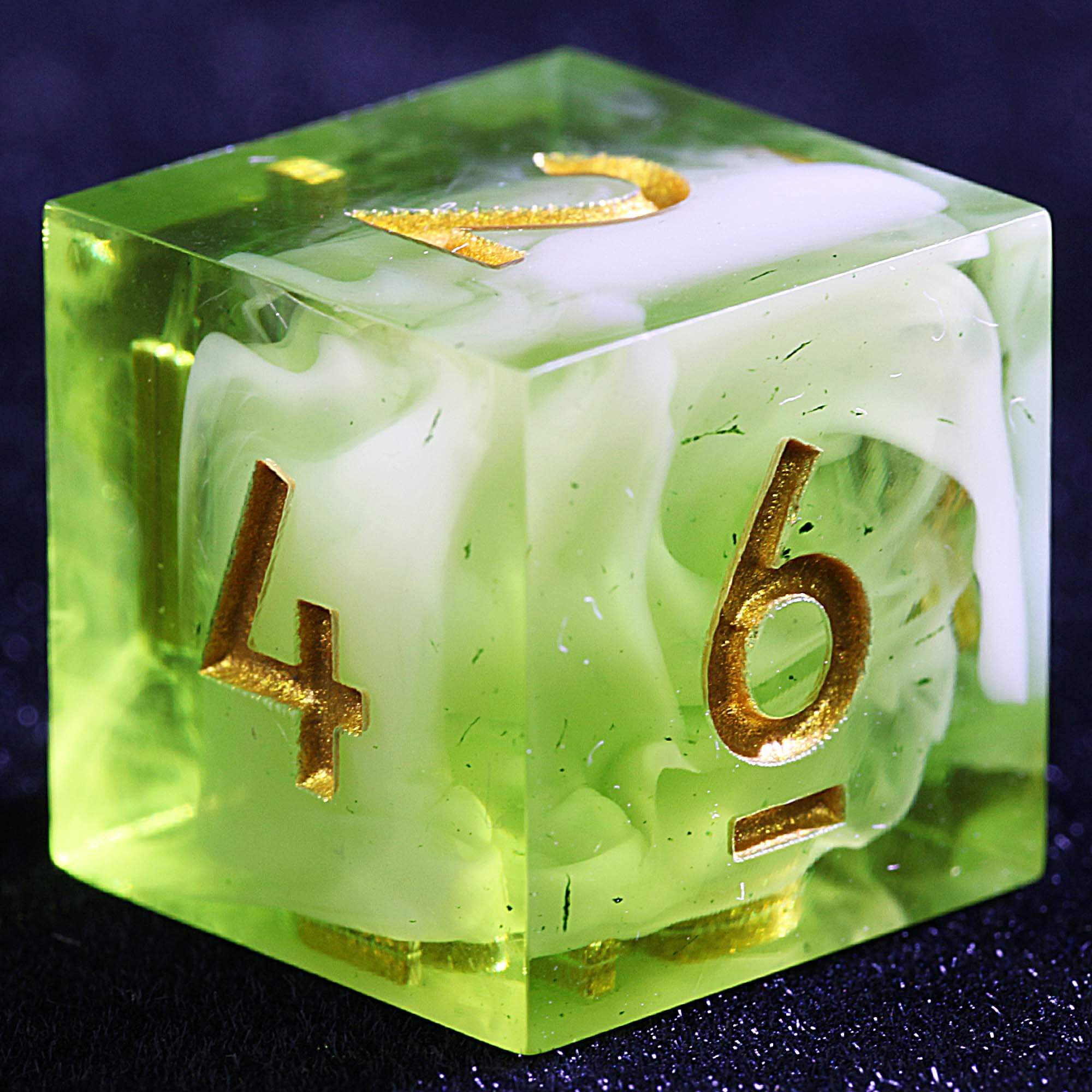 9 Polyhedral Resin Dice DnD Set Green Pastel Cloud - Dice of Dragons