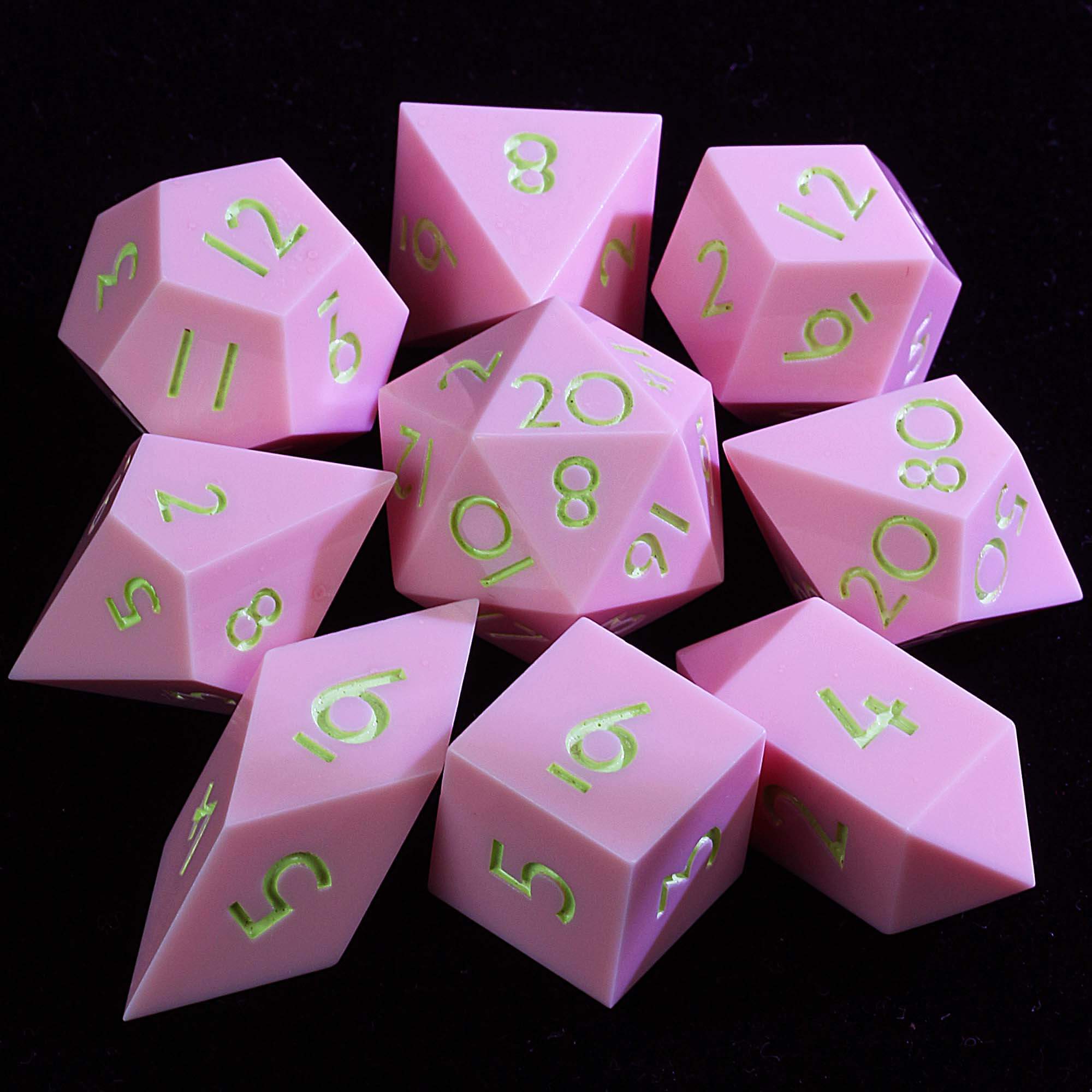 9 Polyhedral Resin Dice DnD Sets Candy Blush Prism - Dice of Dragons