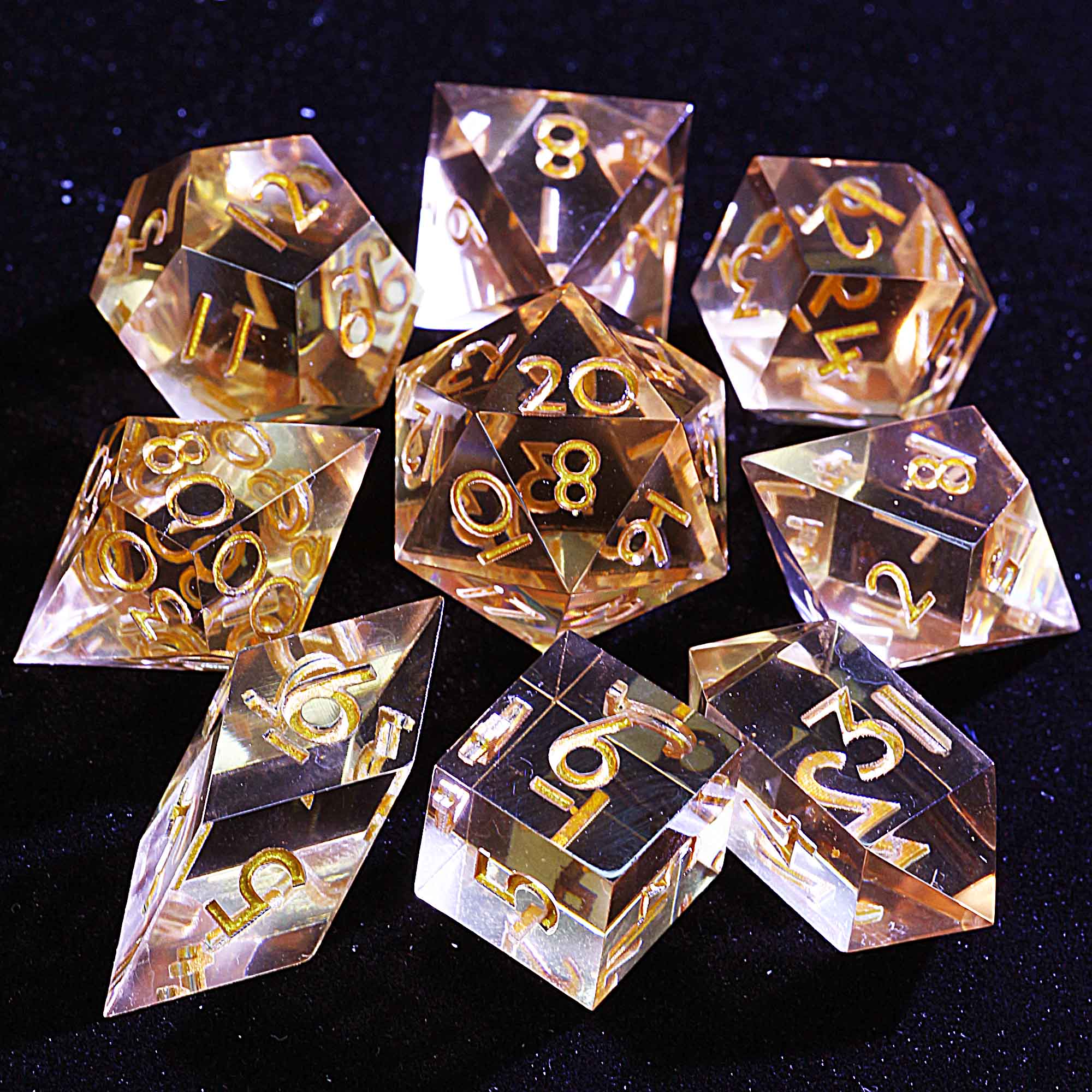 9 Polyhedral Resin Dice Set DD Solid Caramel