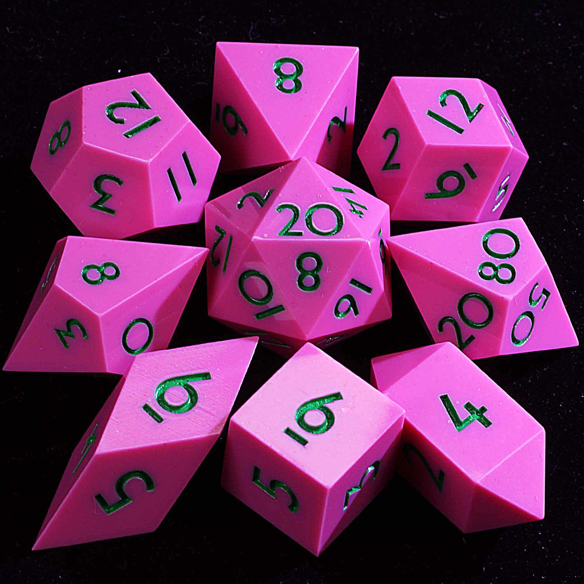 9 Polyhedral Resin Dice Sets DD Rose Pink - Dice of Dragons