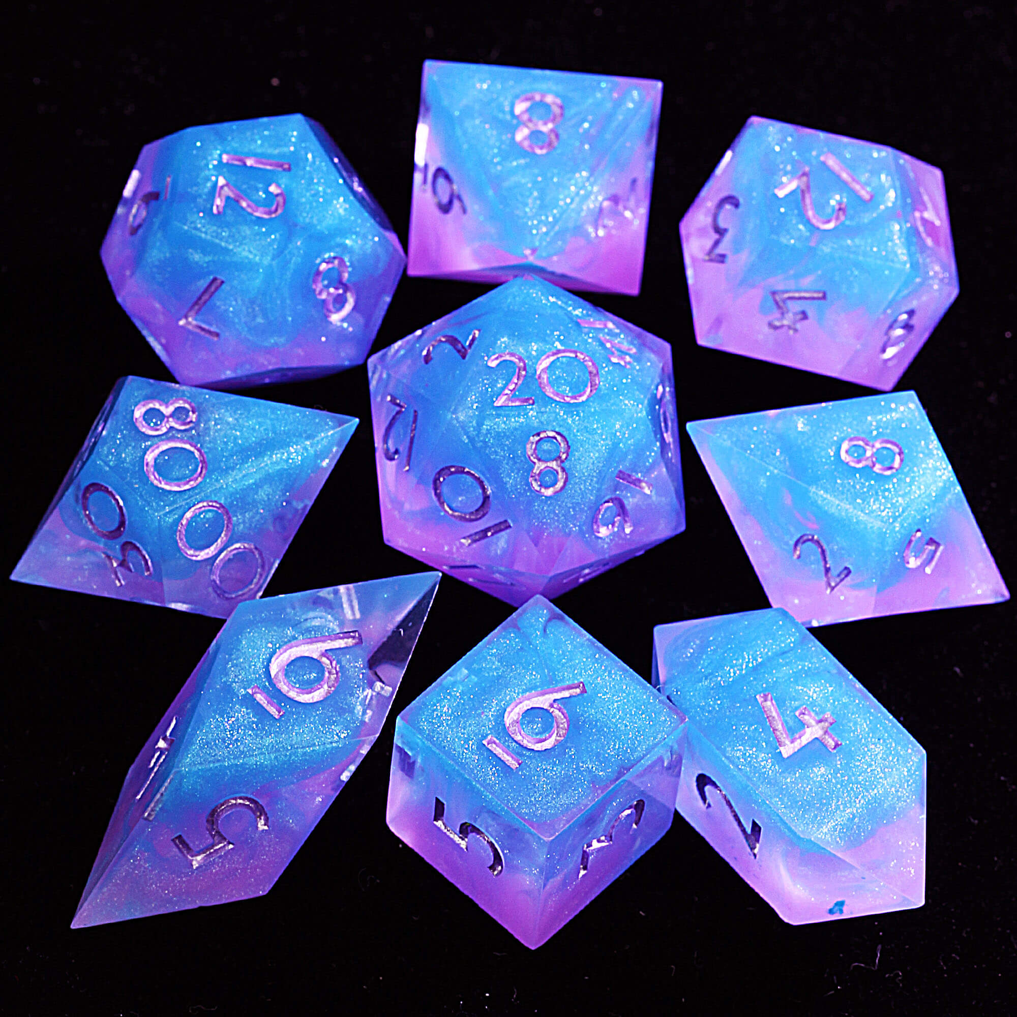 9 Polyhedral Resin Dice Sets DnD Bipolar Cloud Mirage - Dice of Dragons