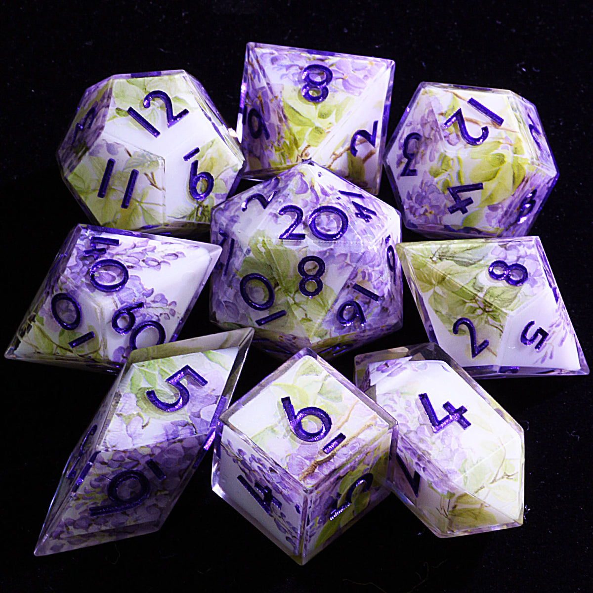 9 Polyhedral Resin Dice Sets DnD Wisteria Mist