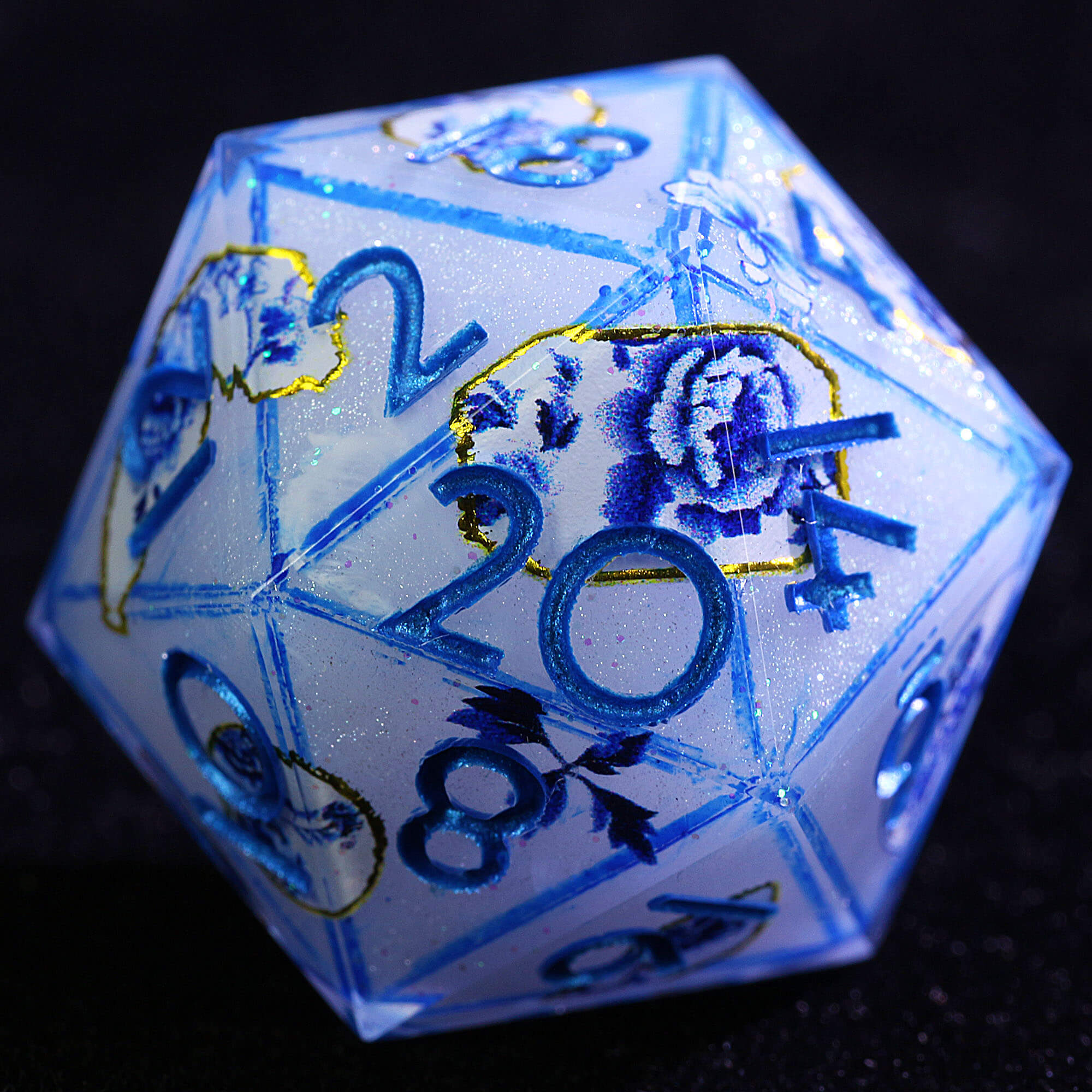 9 Polyhedral Resin D&D Sets Dice Frost Cage Floral - Dice of Dragons
