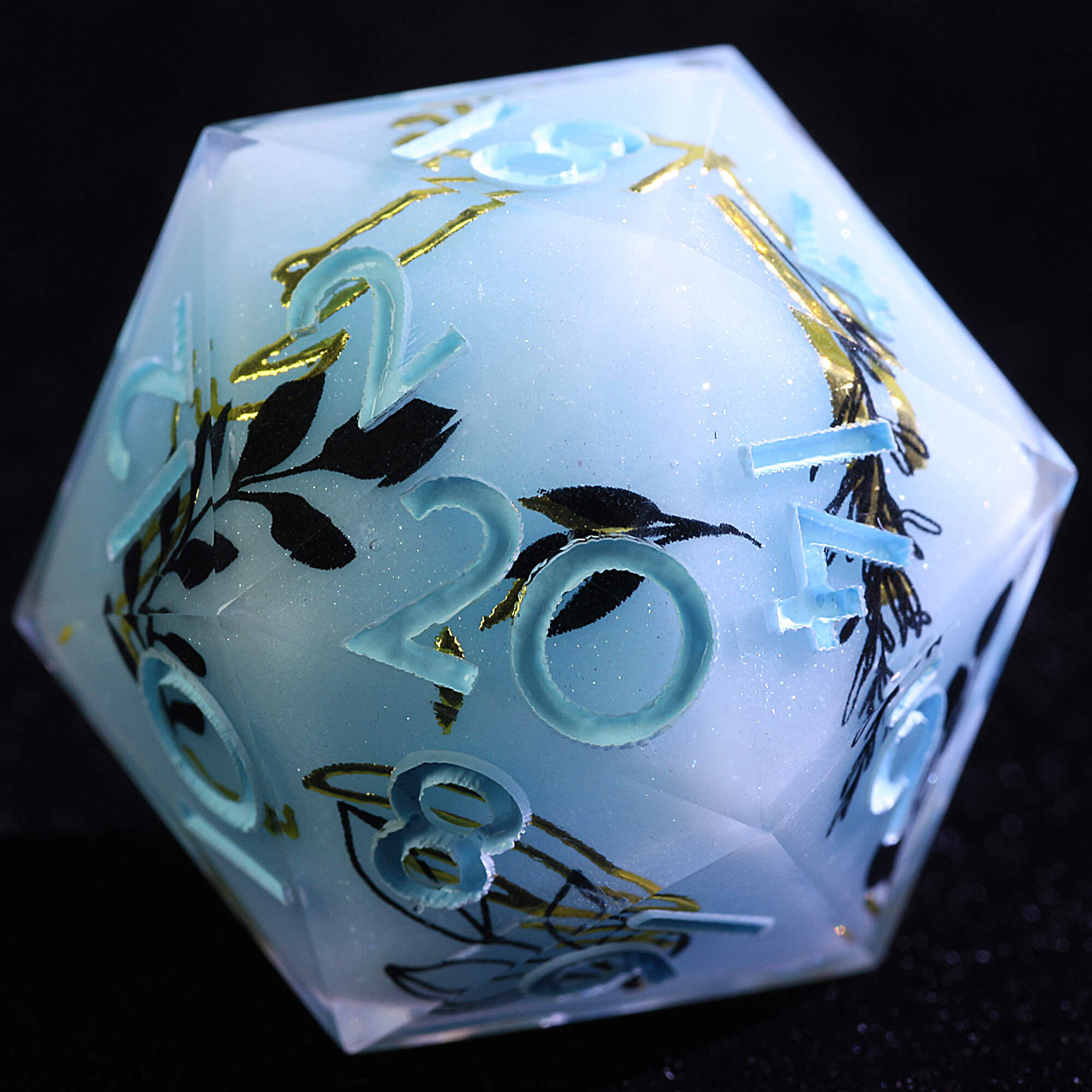 9 Polyhedral Resin DnD Sets Dice Golden Leaf Vein - Dice of Dragons