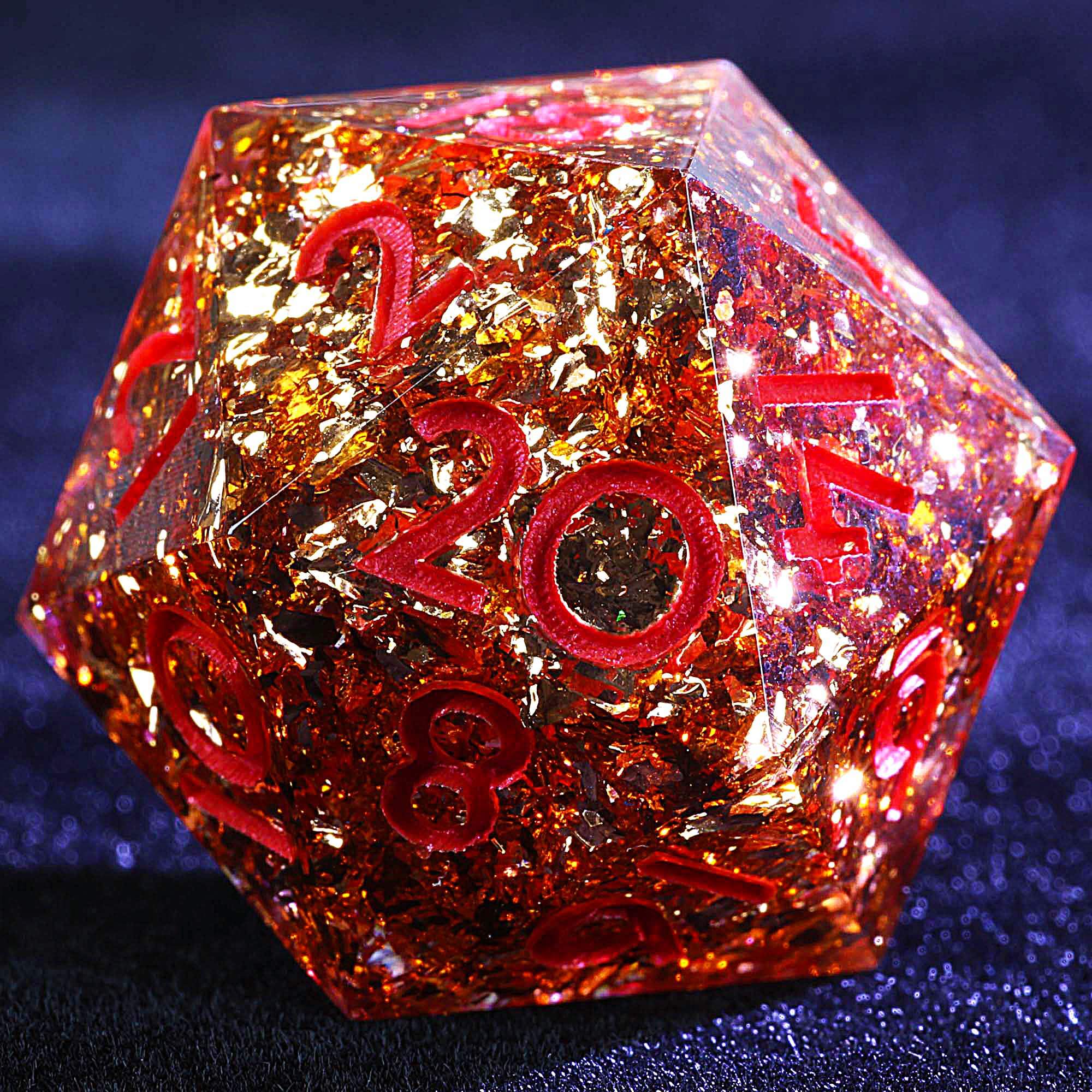9 Polyhedral Resin D&D Set Dice Rose Gold Foil