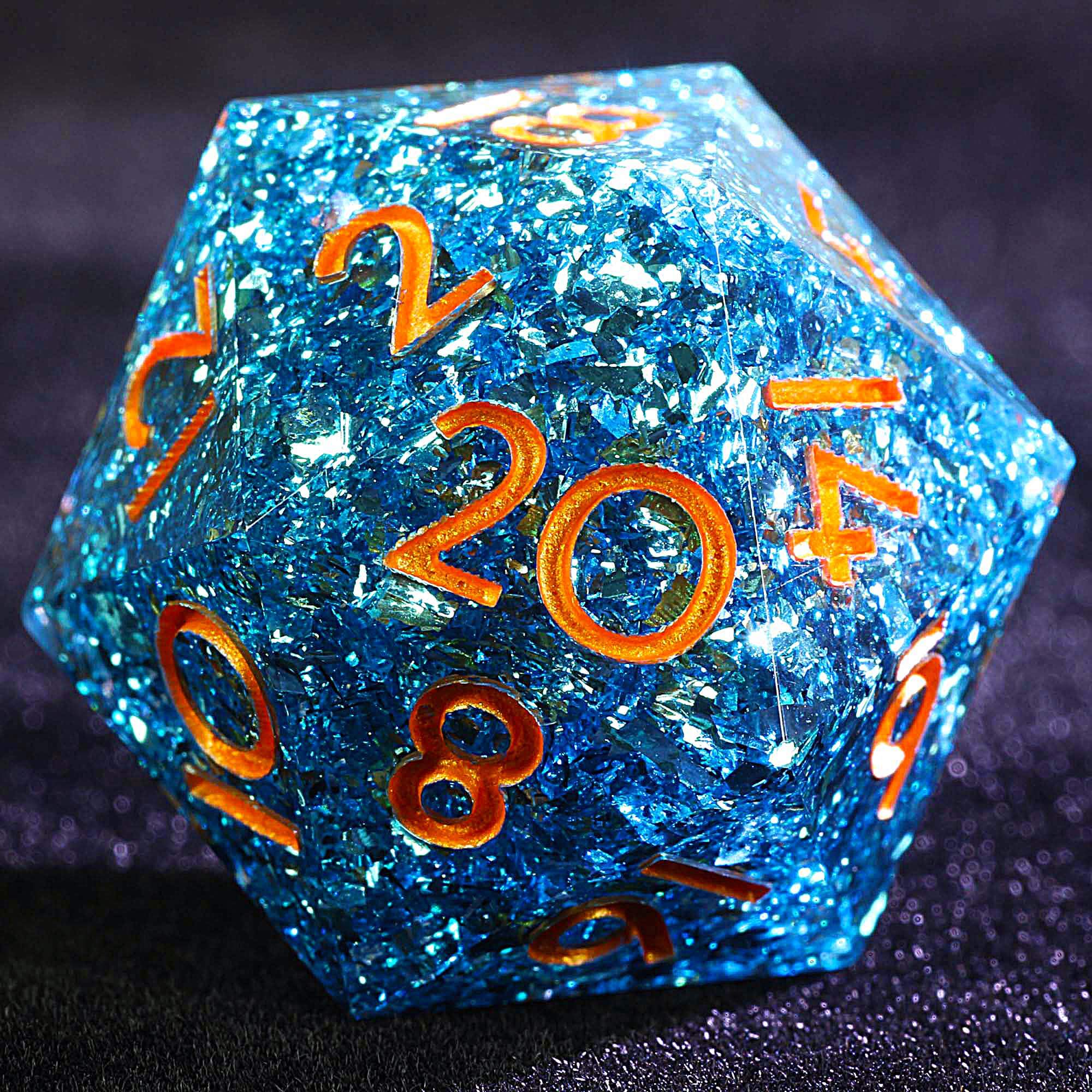 9 Polyhedral Resin DnD Set Dice Sky Blue Foil