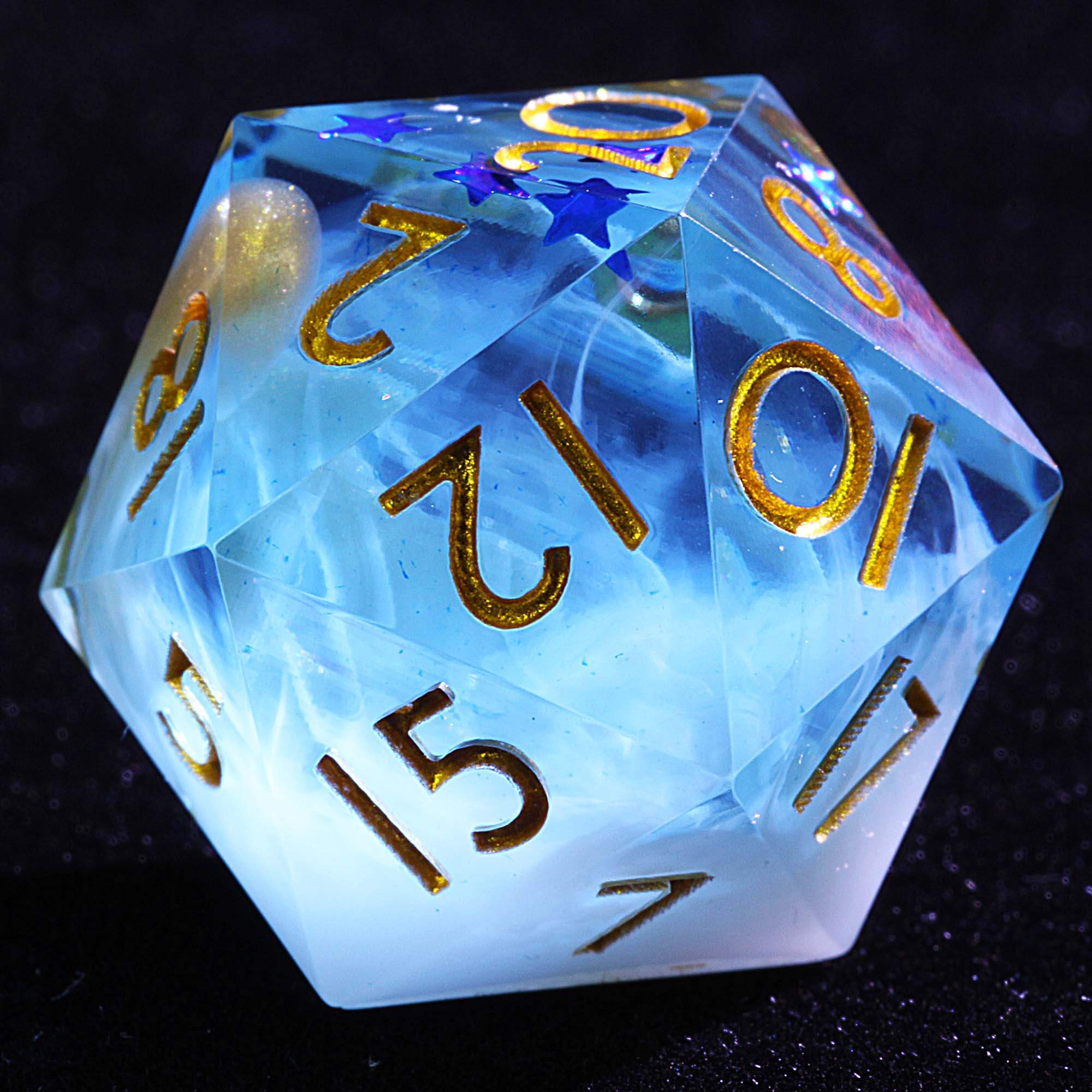9 Polyhedral Resin DnD Set of Dice Frost Mirage Stellar - Dice of Dragons