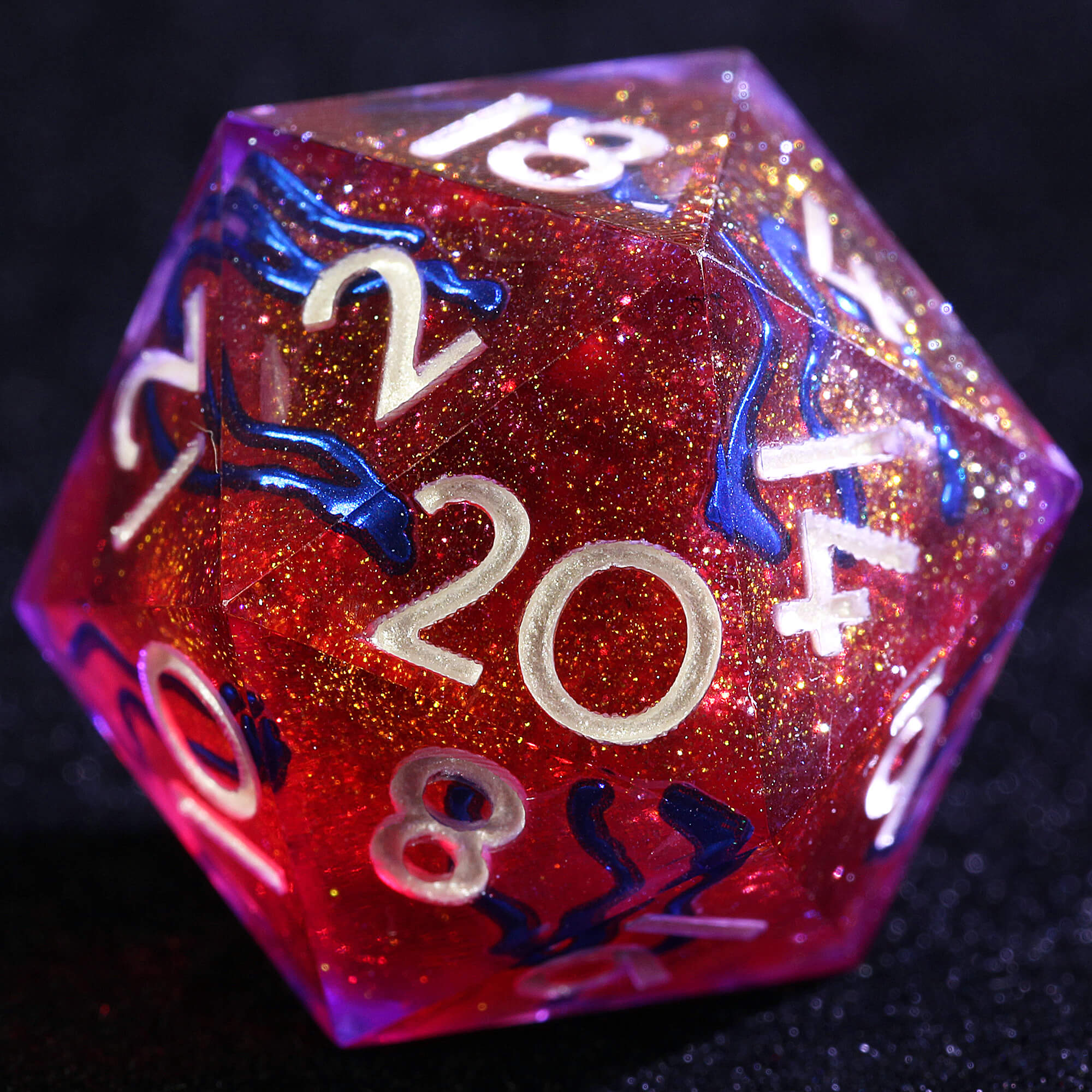 9 Polyhedral Resin D&D Set of Dice Frost Vein - Dice of Dragons