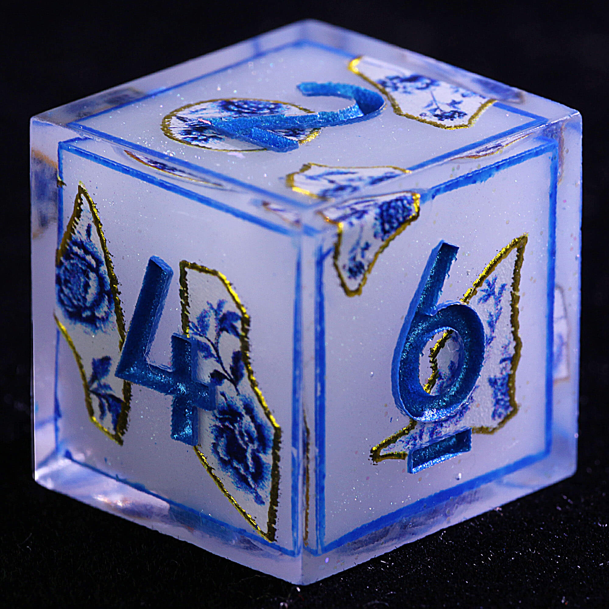 9 Polyhedral Resin D&D Sets Dice Frost Cage Floral - Dice of Dragons