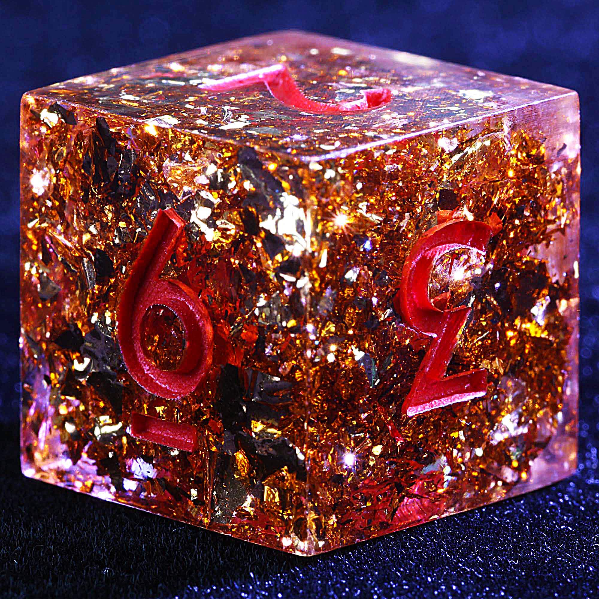 9 Polyhedral Resin D&D Set Dice Rose Gold Foil