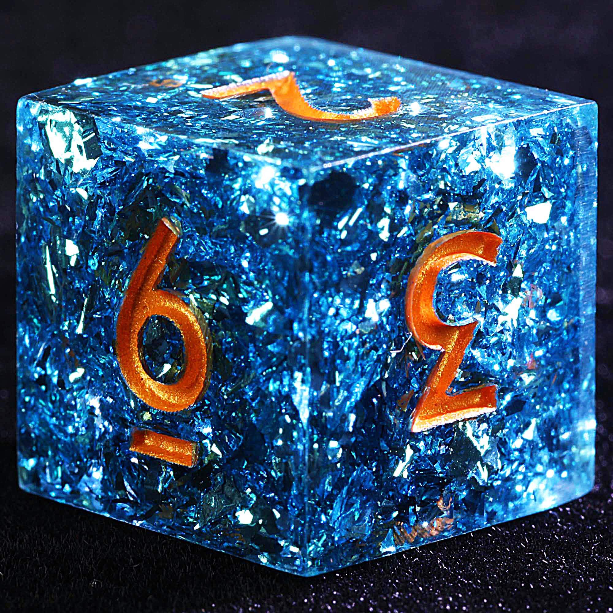 9 Polyhedral Resin DnD Set Dice Sky Blue Foil