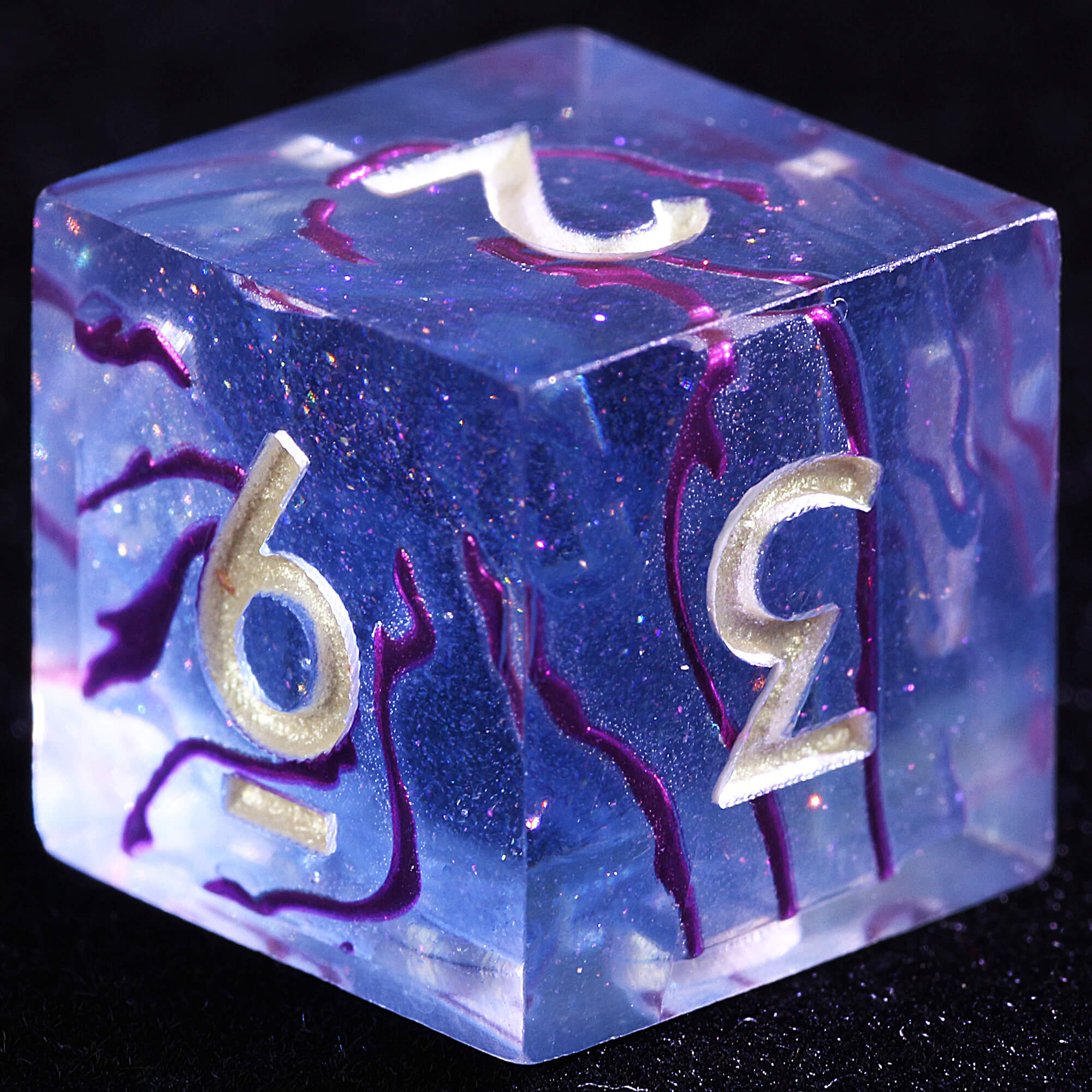9 Polyhedral Resin DnD Set of Dice Crimson Abyss Gold - Dice of Dragons