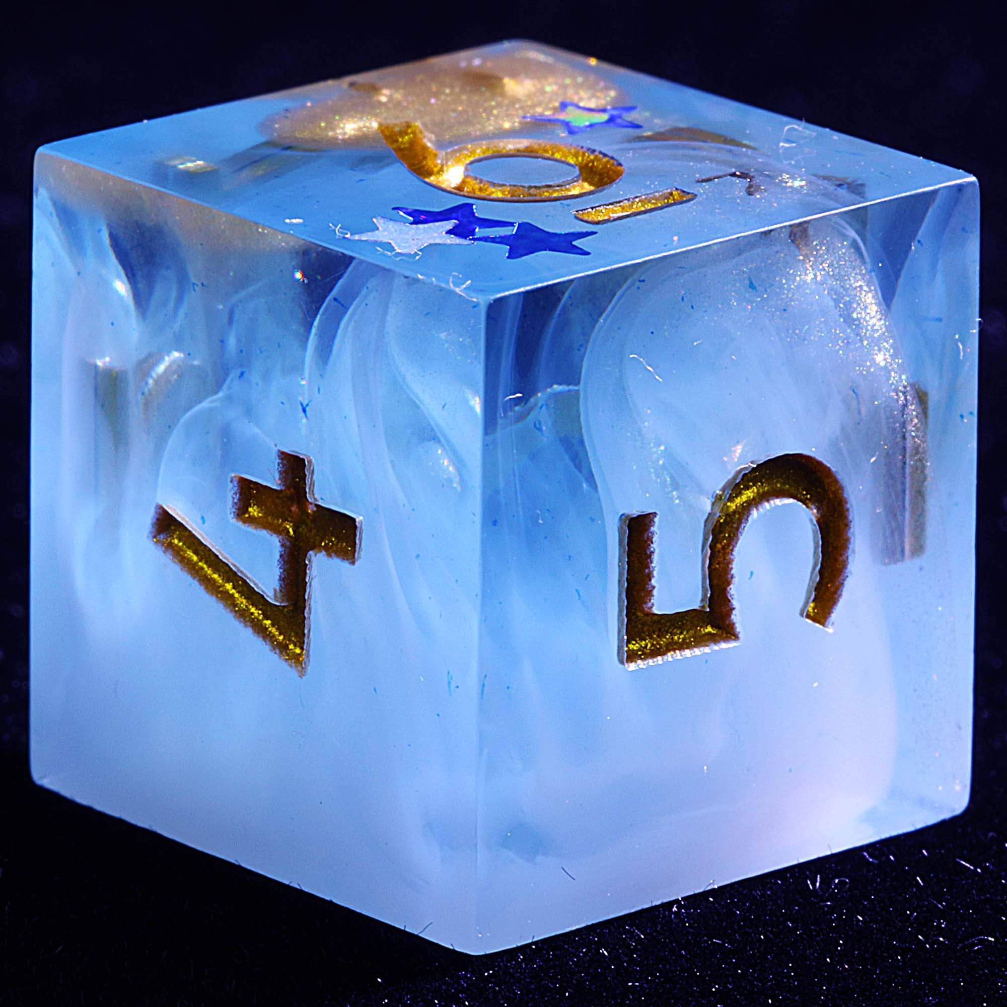 9 Polyhedral Resin DnD Set of Dice Frost Mirage Stellar - Dice of Dragons