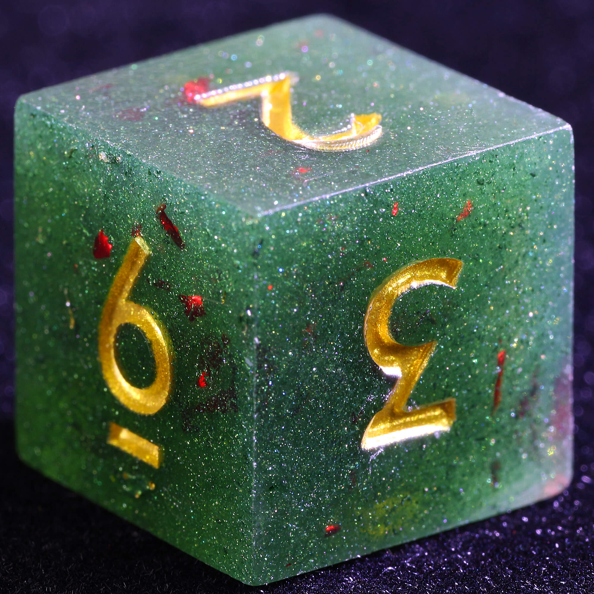9 Polyhedral Resin D&D Sets of Dice Jade Blood Foil - Dice of Dragons