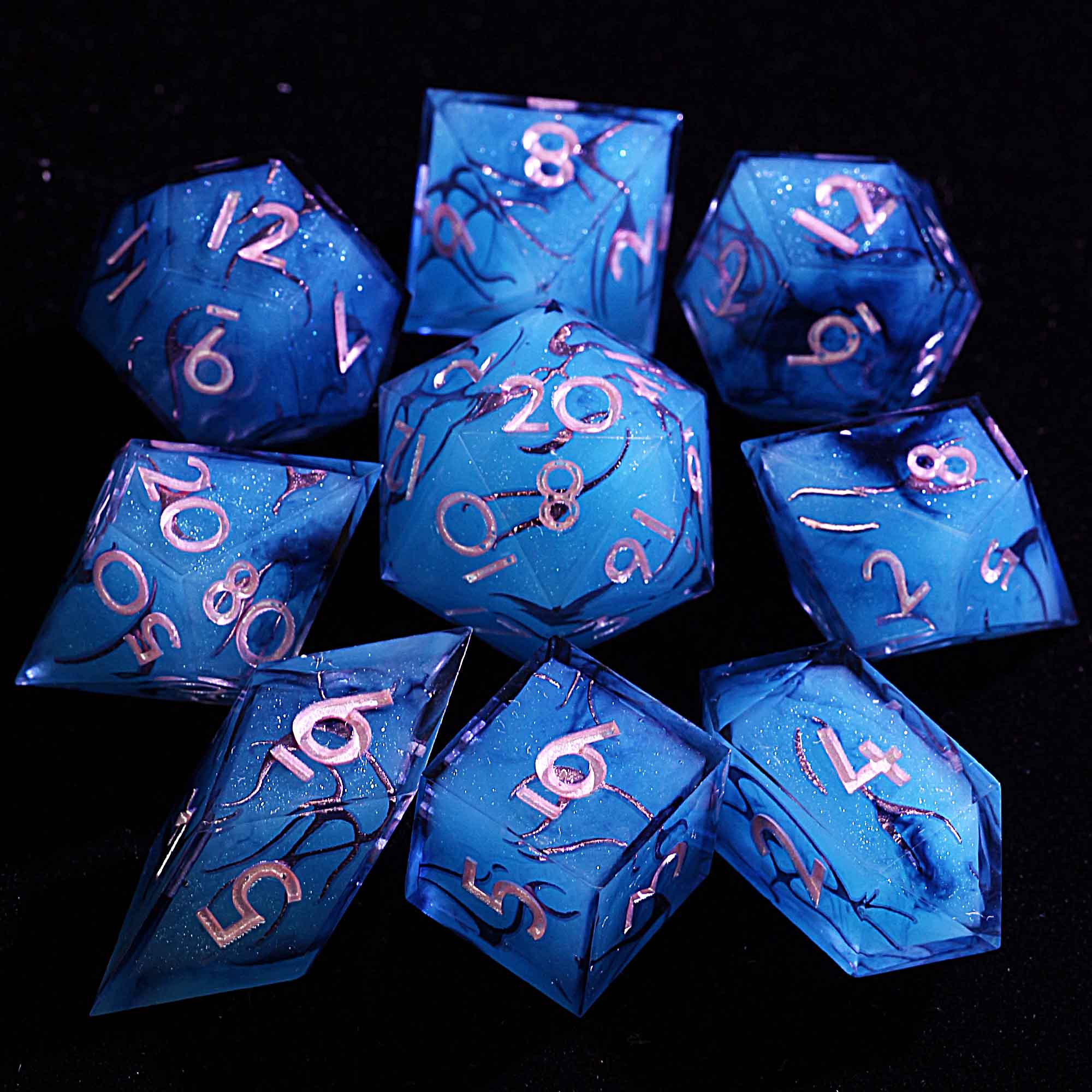 9 Polyhedral Resin D&D Dice Set Abyssal Bloom Mist