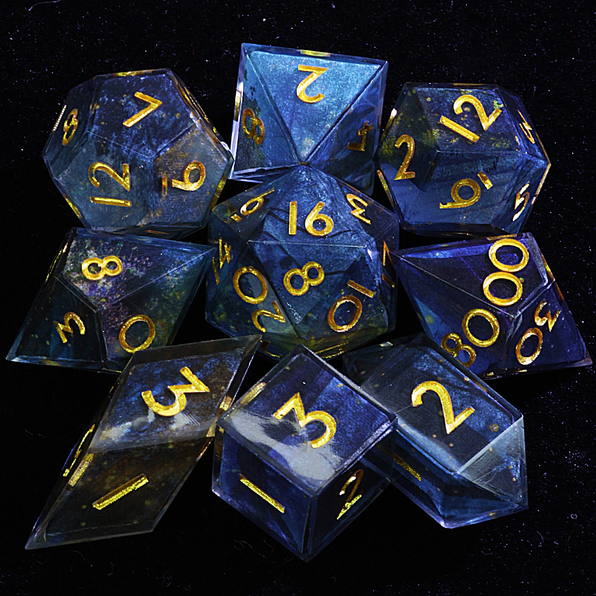 9 Polyhedral Resin D&D Dice Set Abyssal Night