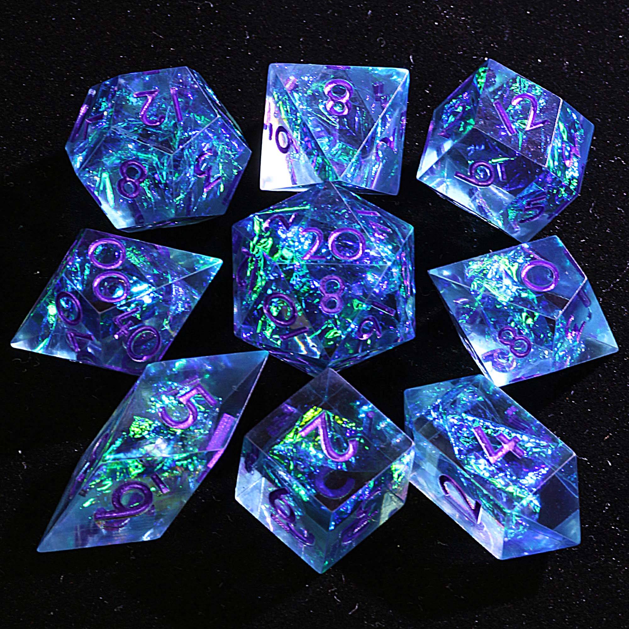 9 Polyhedral Resin D&D Dice Sets Nebula Edict Mirage - Dice of Dragons
