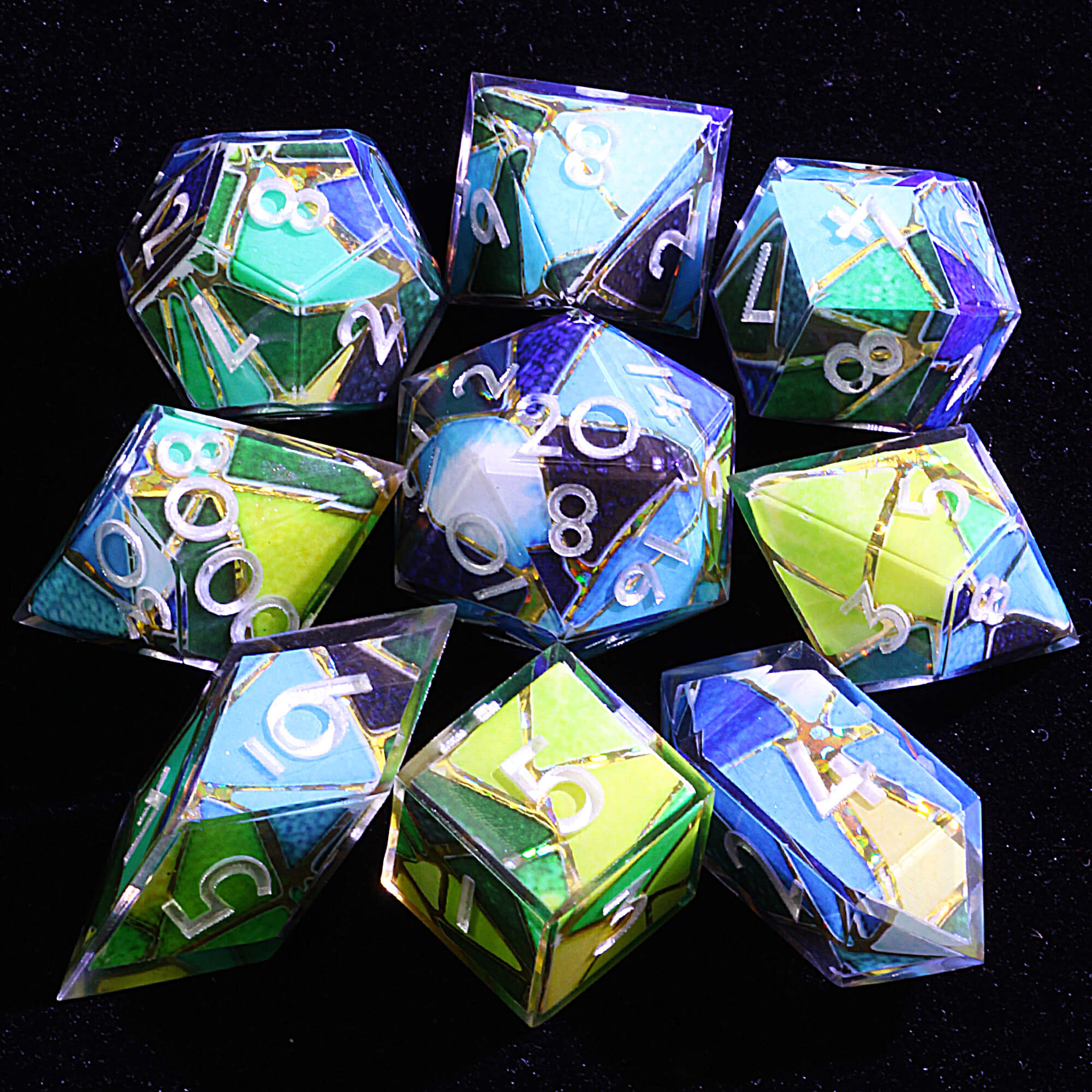 9 Polyhedral Resin DnD Set of Dice Shardbound - Dice of Dragons