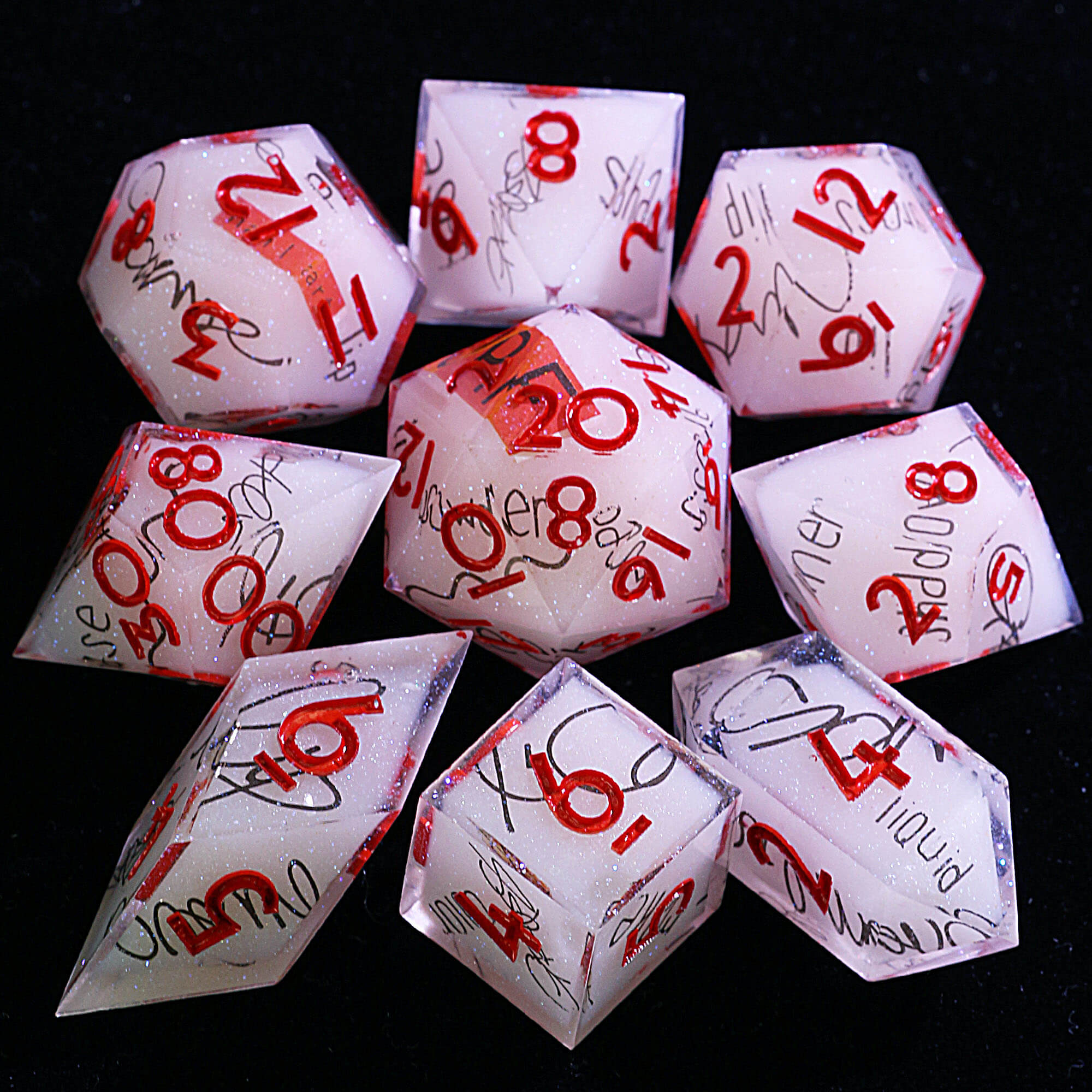 9 Polyhedral Resin DnD Sets Dice Parchment Sigil - Dice of Dragons