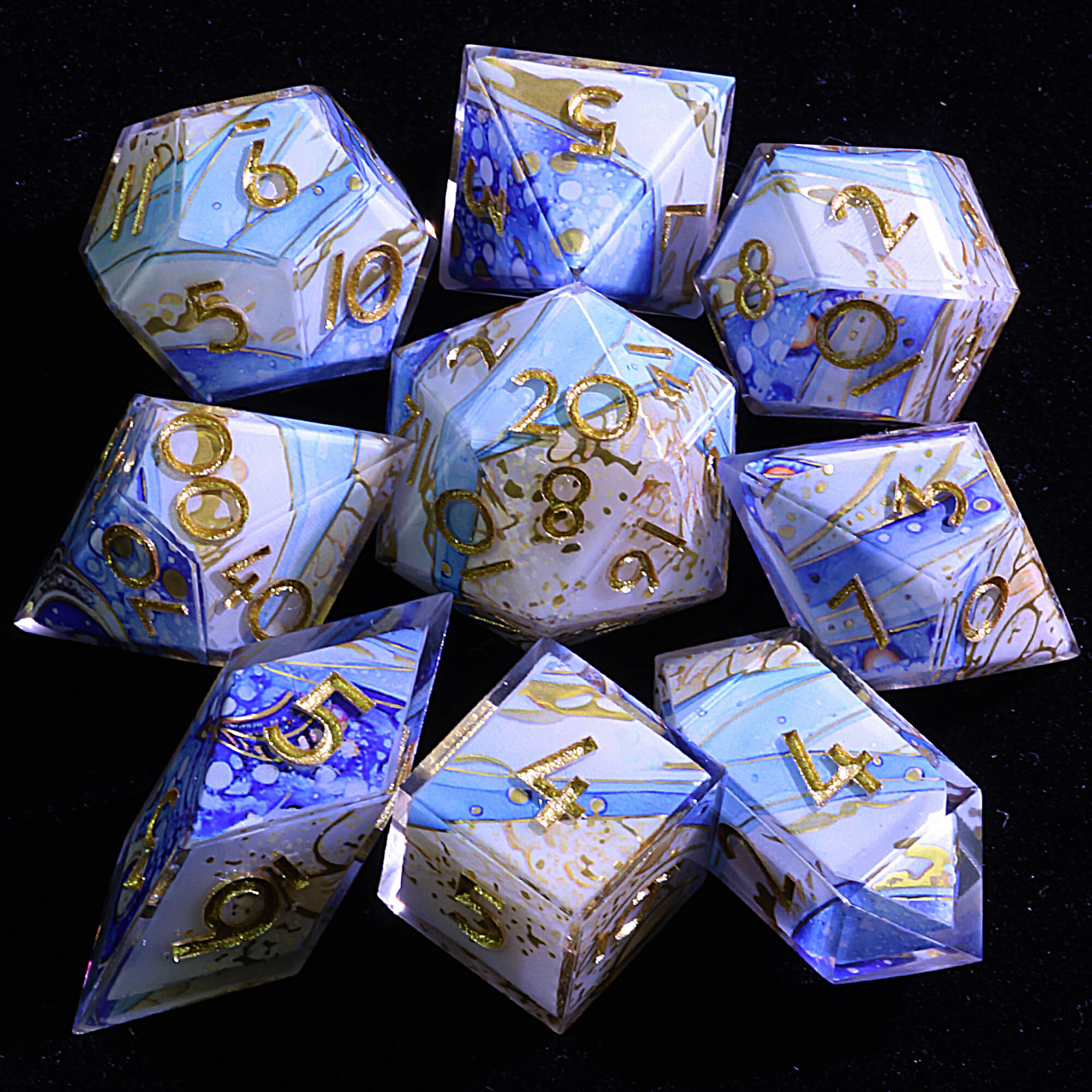 9 Polyhedral Resin D&D Sets of Dice Surge - Dice of Dragons