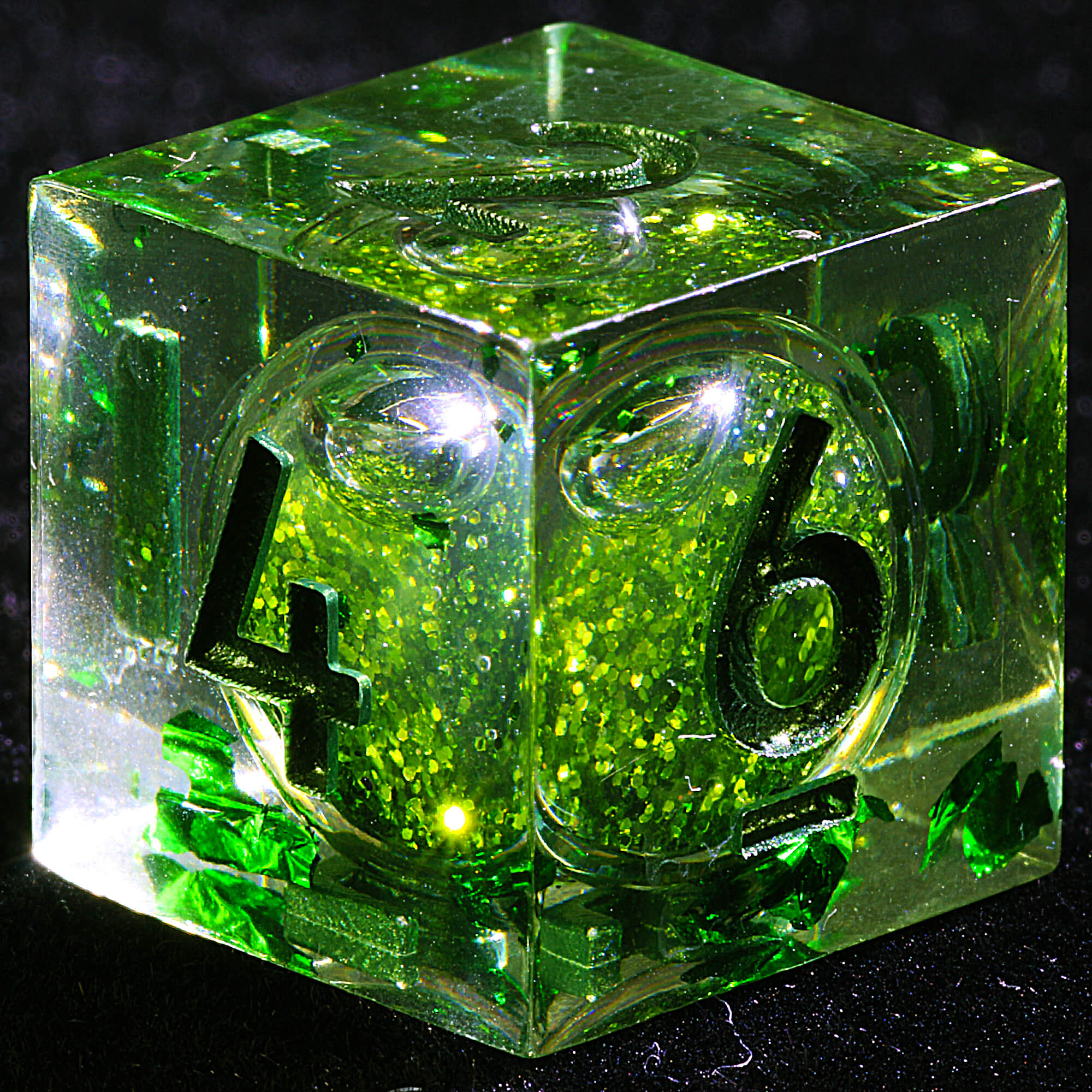 9 Polyhedral Resin Liquid Core D and D set of Dice Verdant Sand Jade - Dice of Dragons